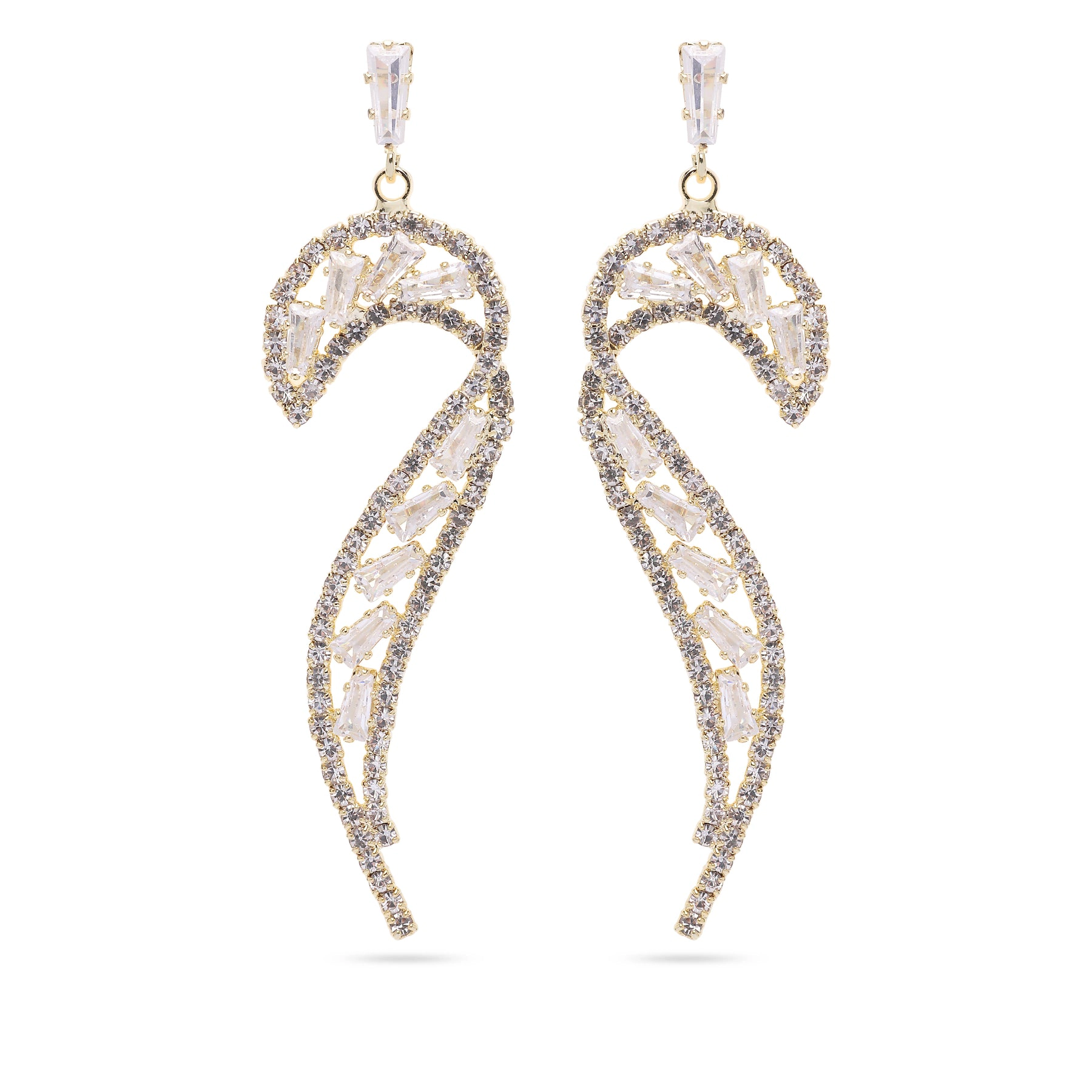 AGP PARIS Womens Glittering Curve Drop Earrings