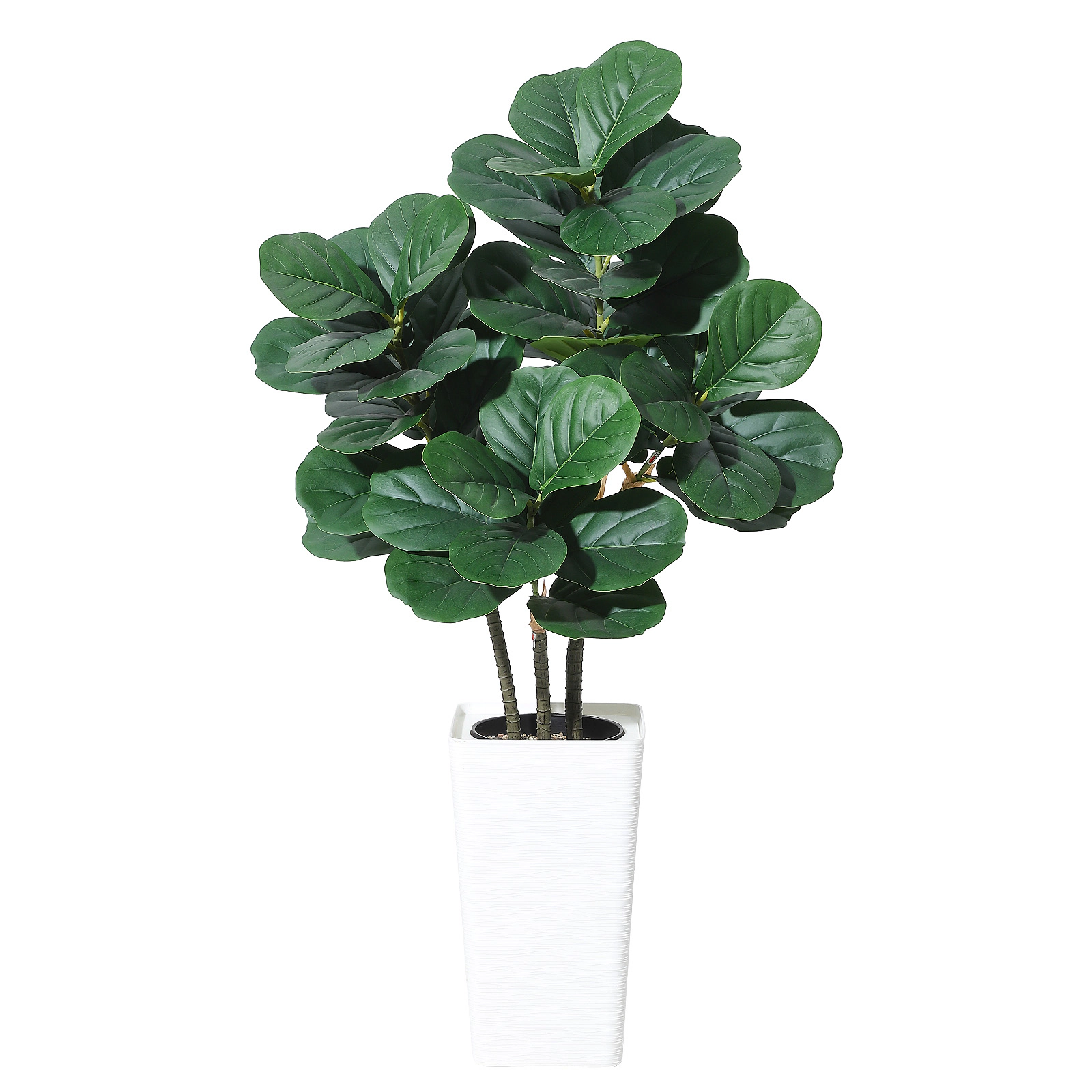 4FT Artificial Fiddle Leaf Tree Faux Ficus Lyrata Silk Plant with White Planter, Realistic Floor Fig for Living Room