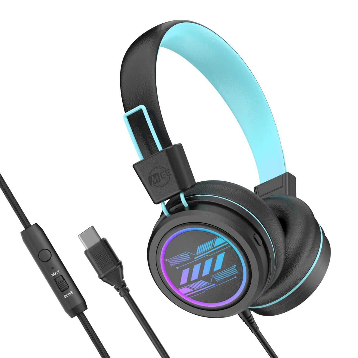 MEE audio KidJamz KJ55 Safe Listening USB-C Headphones for Kids with LED Lights