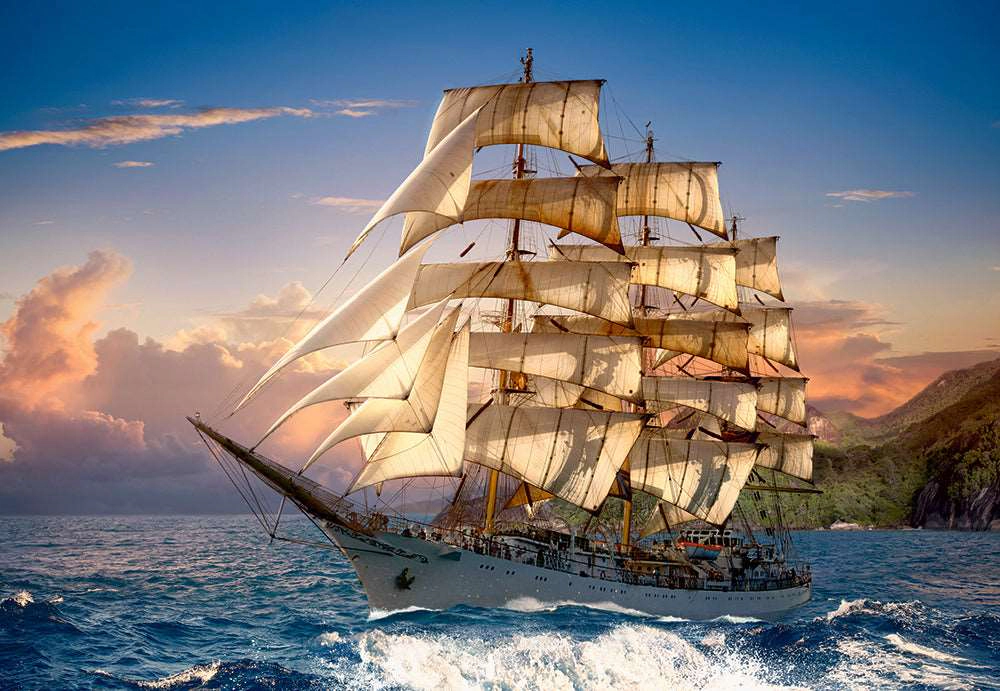 CASTORLAND 1500 Piece Jigsaw Puzzles, Sailing at Sunset, Sailing Ship, Ocean Puzzle, C-151431-2