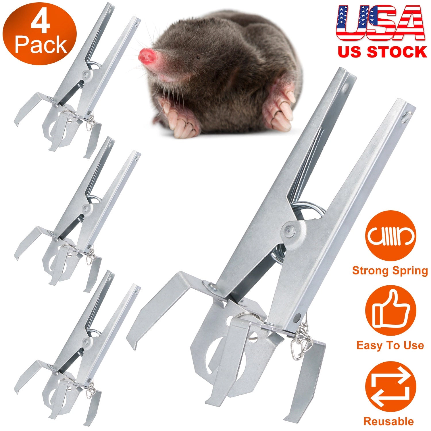 GBruno 4-Piece Scissor Jaw Mole Trap