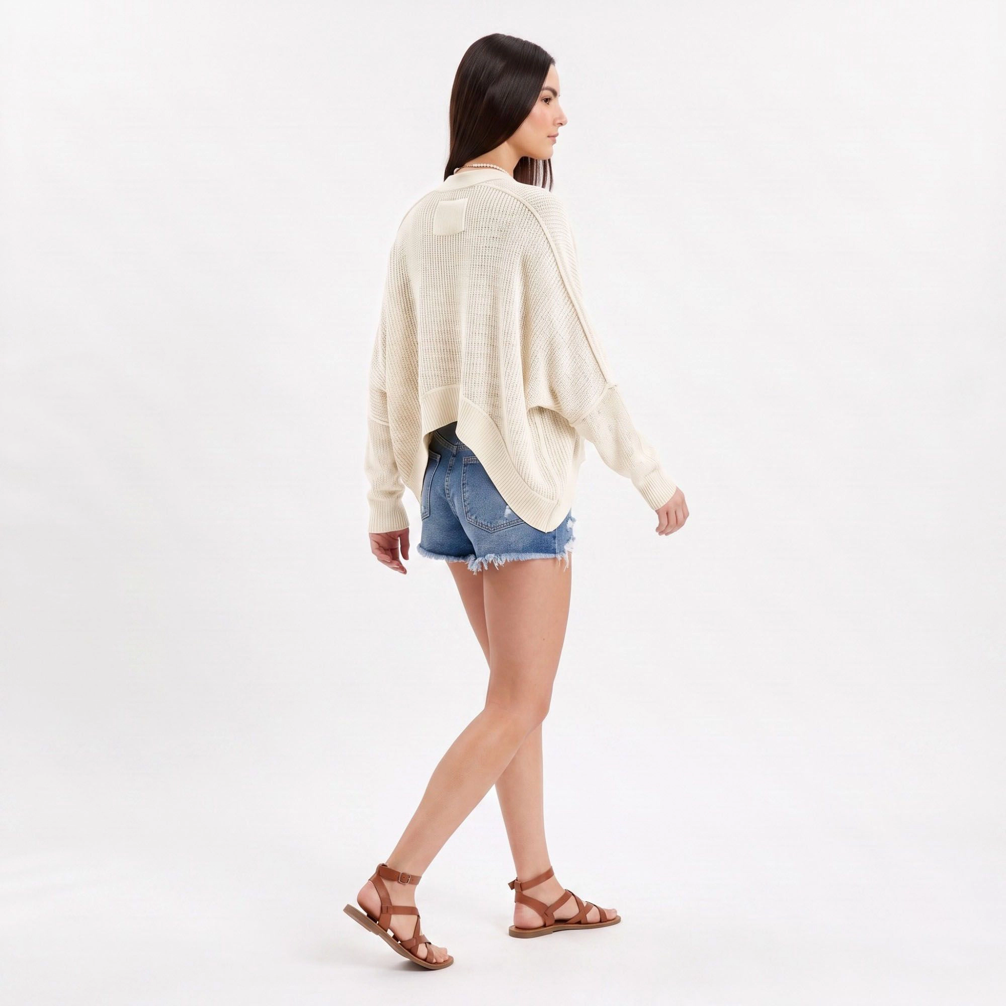 Anna-Kaci Women's Open-Front Dolman Sleeve Draped Knit Cardigan