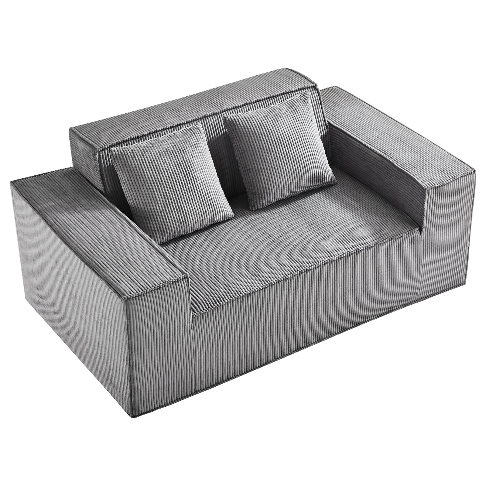 HONGGE 63-Inch Corduroy Loveseat Sofa, 2-Seat Small Couch with Pocket Springs for Living Room or Apartment, Gray