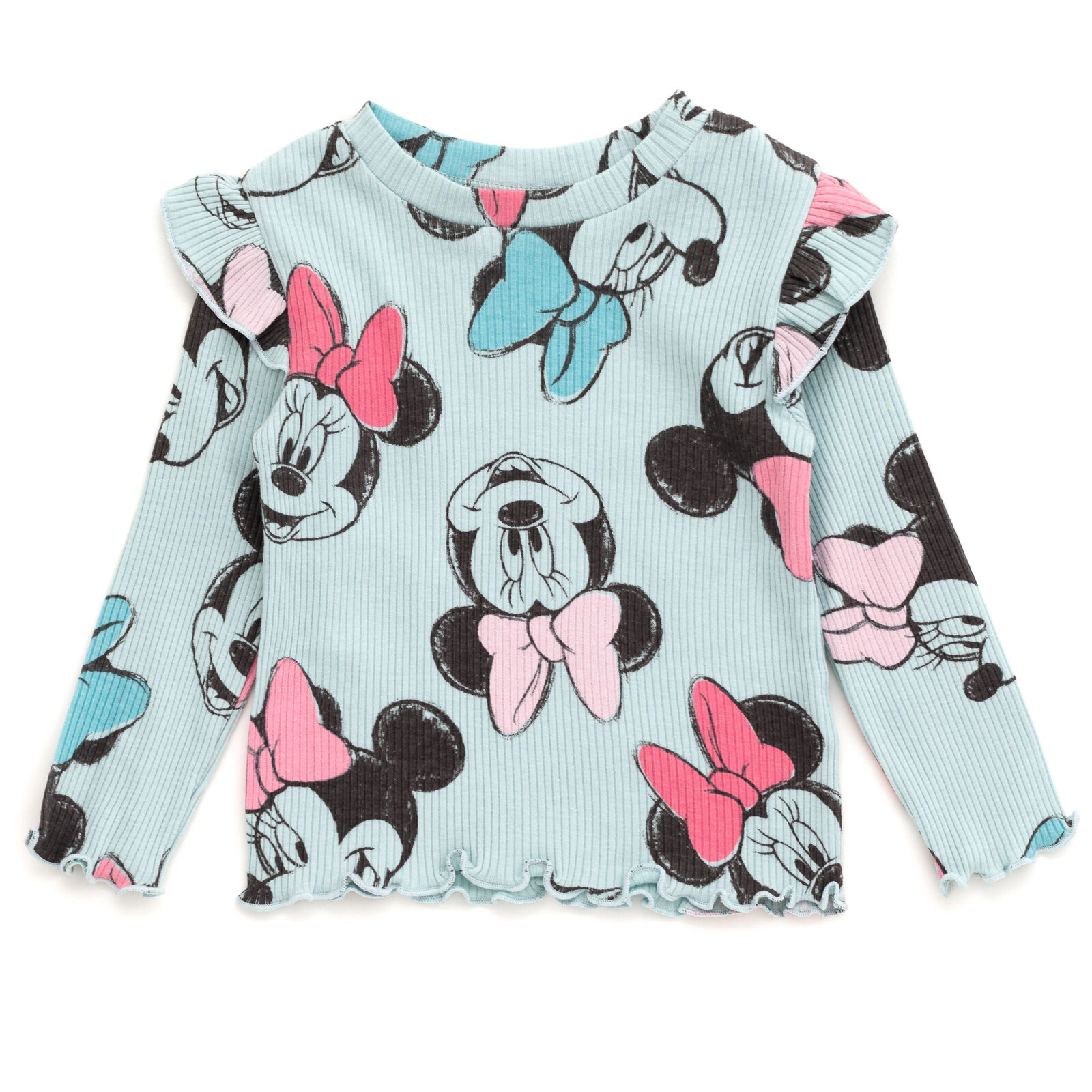 Disney Girls' Ribbed Long Sleeve Tee and Pants Set