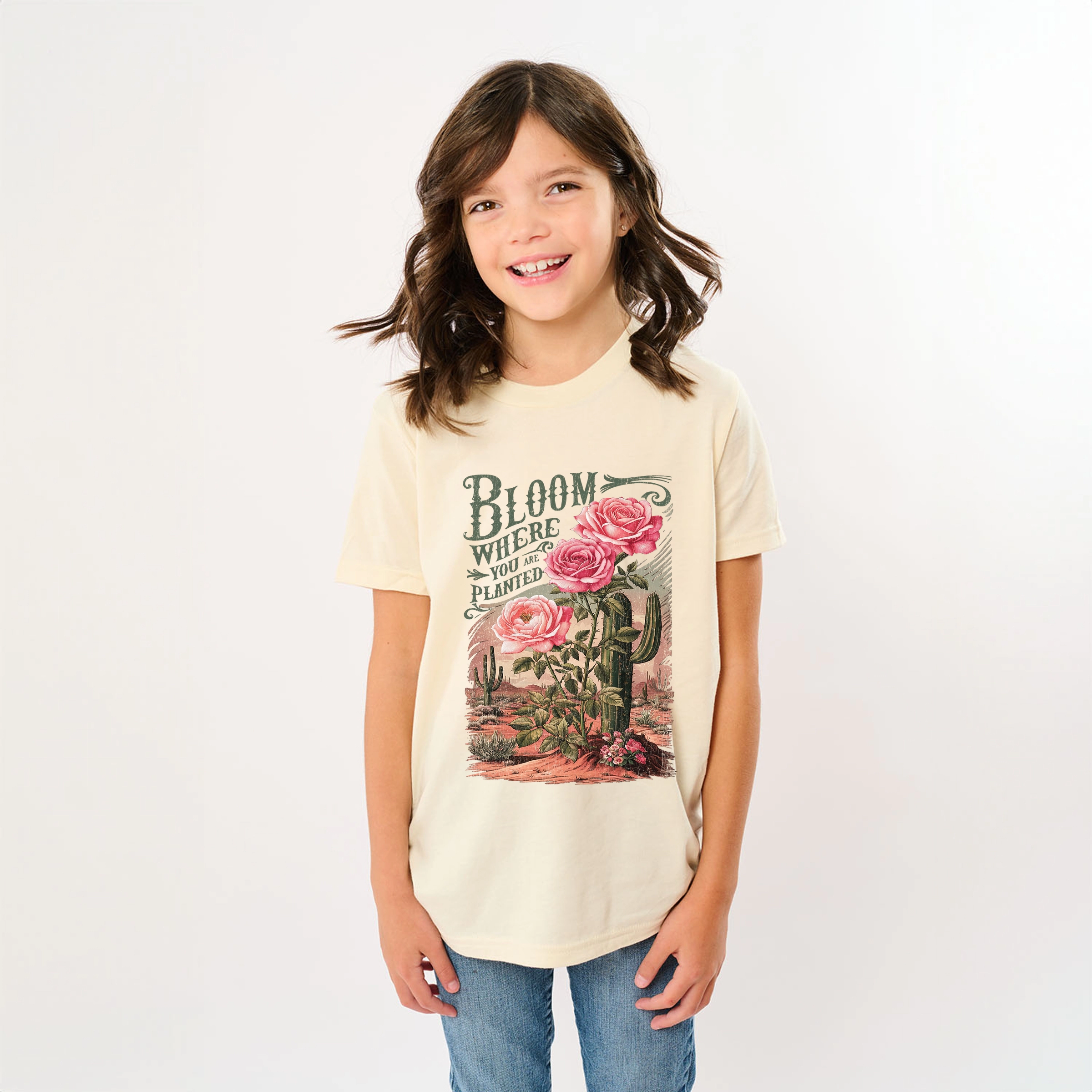 The Juniper Shop - Bloom Where You Are Planted Cactus Youth Short Sleeve Graphic T-Shirt