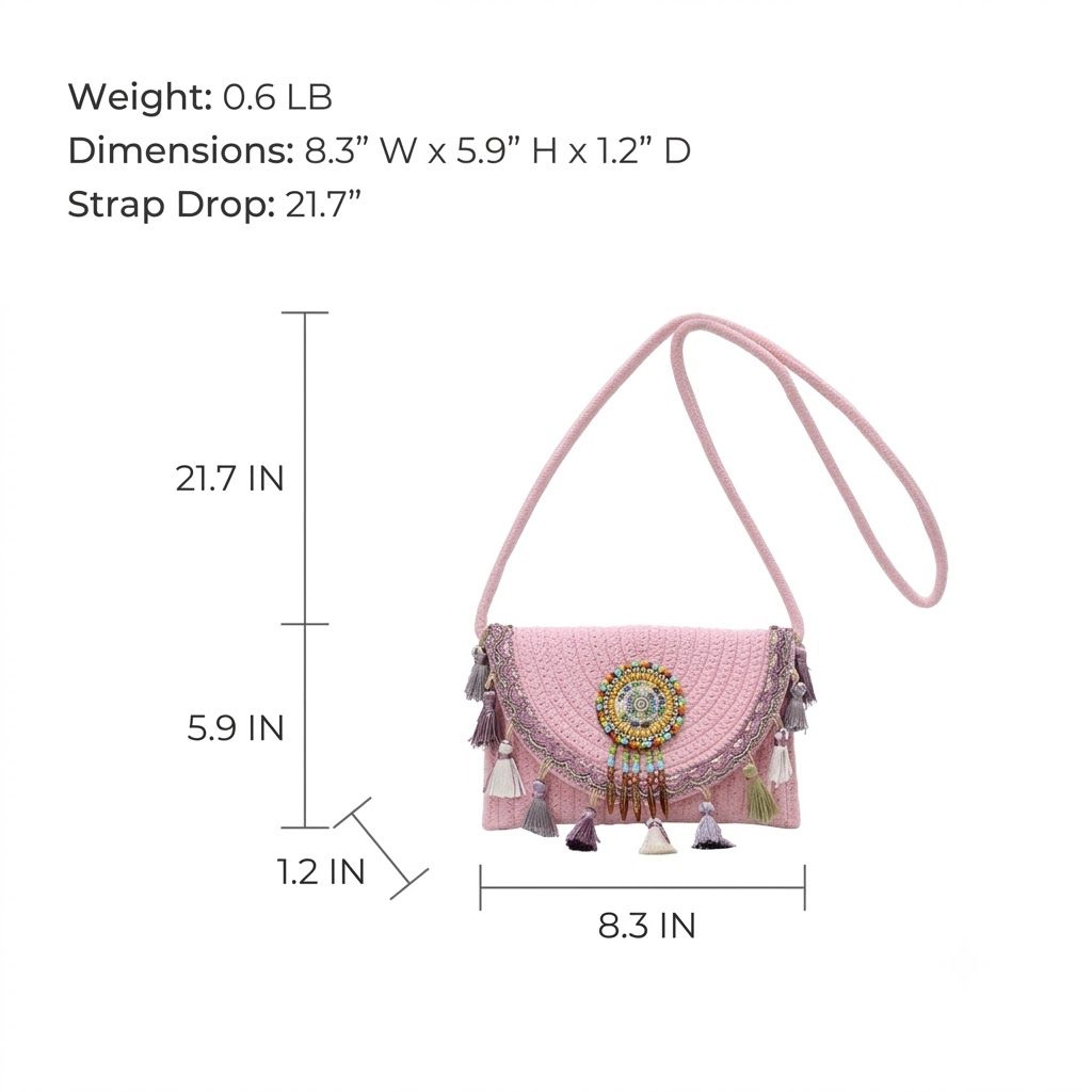 Alilang Women's Woven Crossbody Bag with Beaded Medallion Tassel Flap and Long Strap