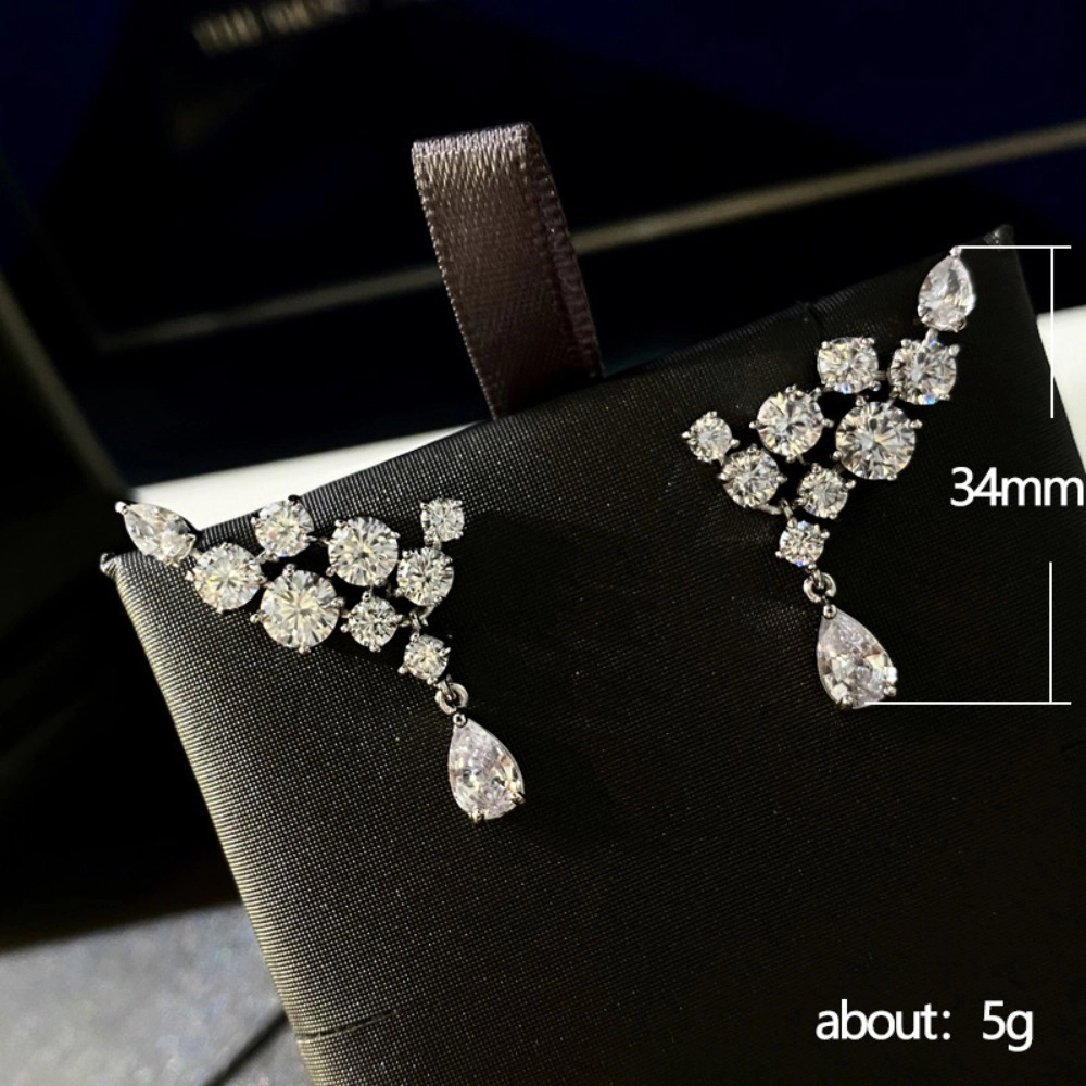 Elegant Cluster Zirconia Drop Earrings for Women Bridal Wedding Earrings Jewelry Gifts