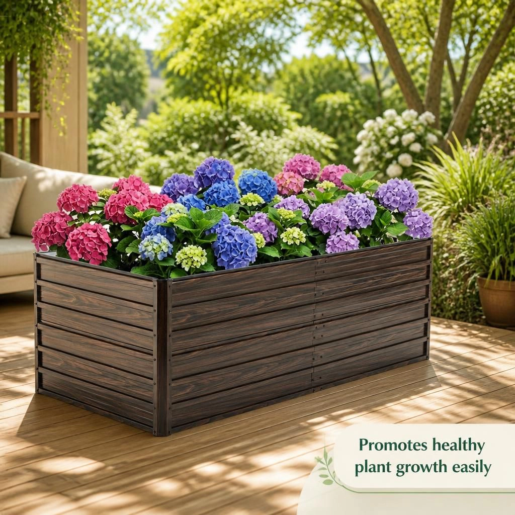 WOW PIONEER Large Rectangular Outdoor Raised Garden Planter Box for Growing Vegetables Flowers and Herbs