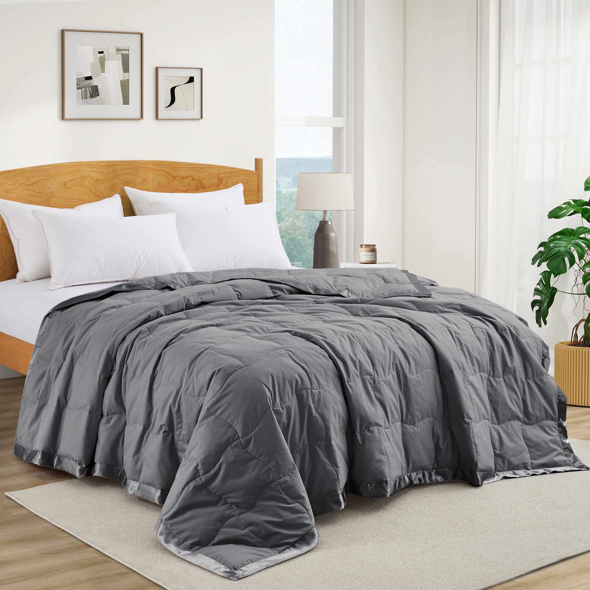 PEACENEST Solid Feather Fiber Blanket Soft Cozy Bed