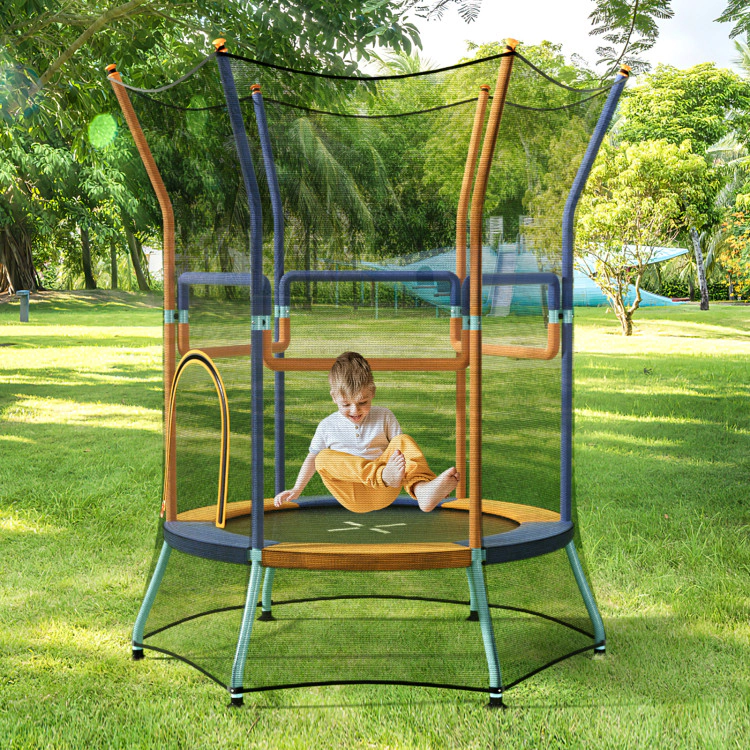Hivvago Mini Trampoline for Kids with Safety Enclosure Net and Foam Handles
