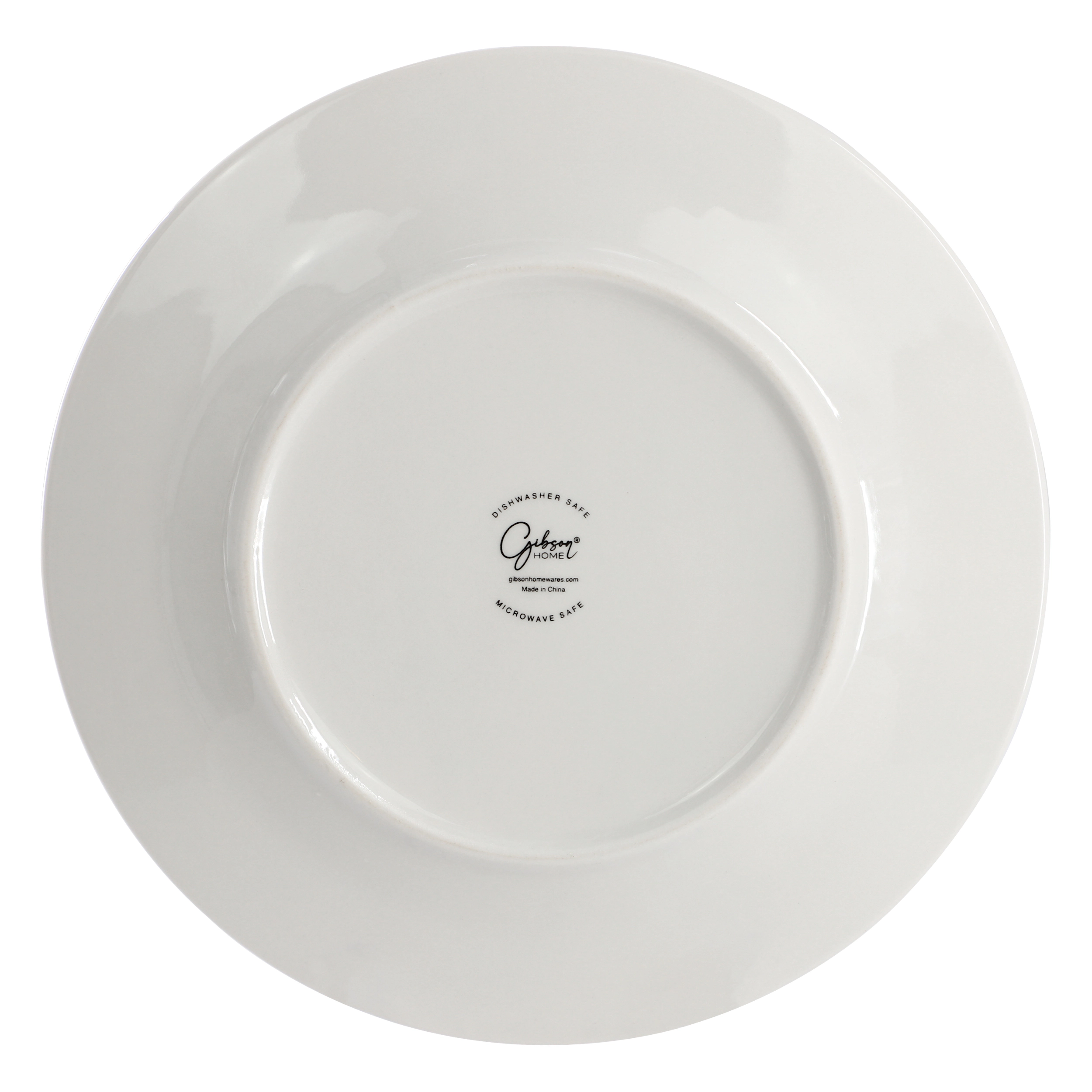 Gibson Home Blue Leaves 12 Piece Round Fine Ceramic Decorated Dinnerware Set in White