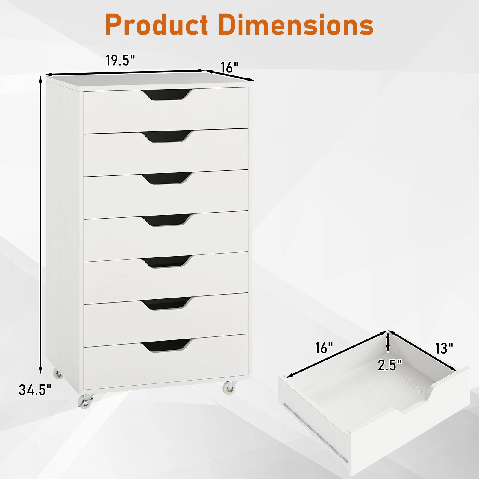 SlickBlue Tall Chest of Drawers with Wheels for Home & Office Organization