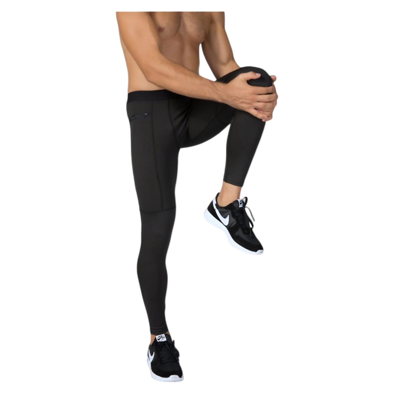 Anna-Kaci Men's Full-Length Active Compression Leggings with Supportive Panel Stitching and Wide Waistband