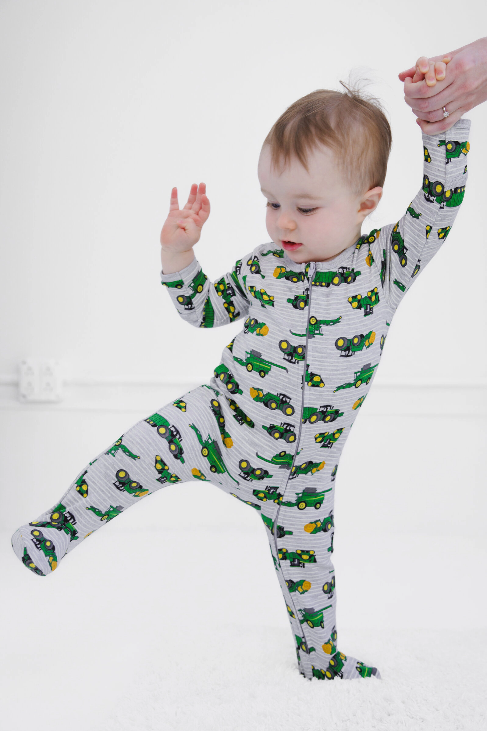 John Deere Baby Boy or Girl Zip-Up Footed Sleep N Play