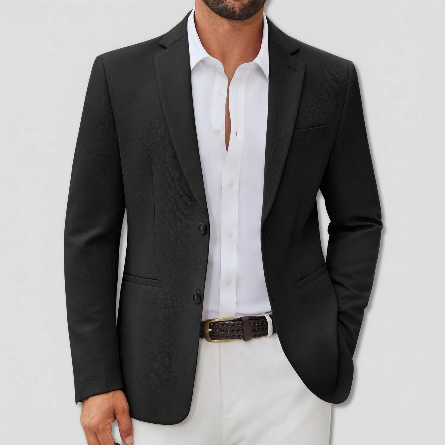 COOFANDY Mens Grey Two Button Blazer Notch Lapel Slim Fit Sport Coat Casual Jacket
