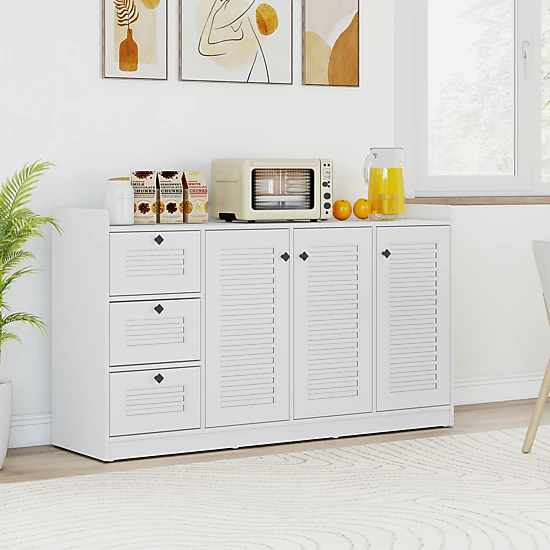 LJG Buffet Cabinet with Storage Modern Sideboard Cabinet with 3 Doors ...