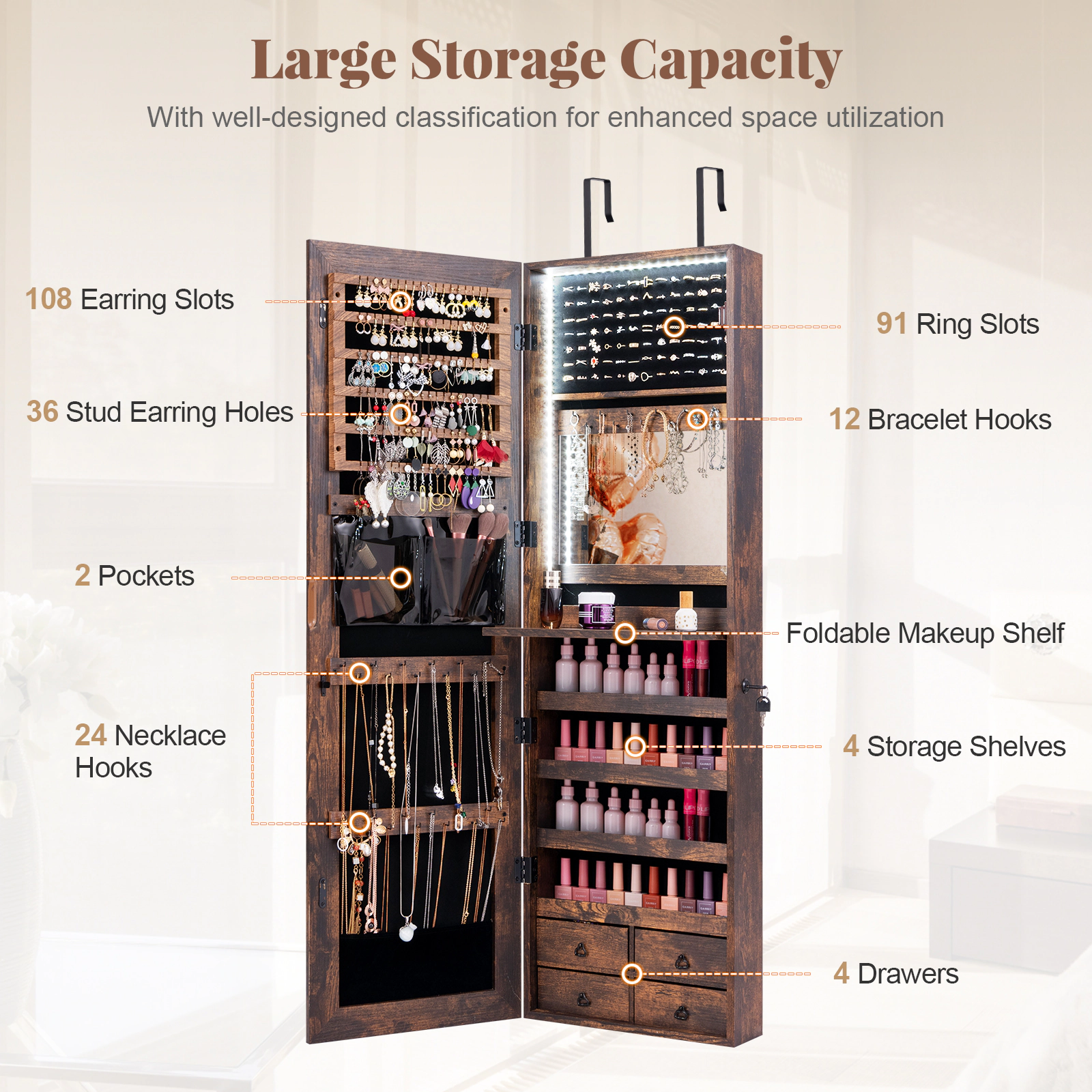 Hivvago Multipurpose Storage Cabinet with 4 Drawers