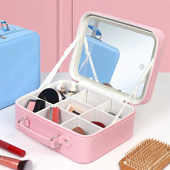 GBruno LED Lighted Travel Makeup Bag With Mirror