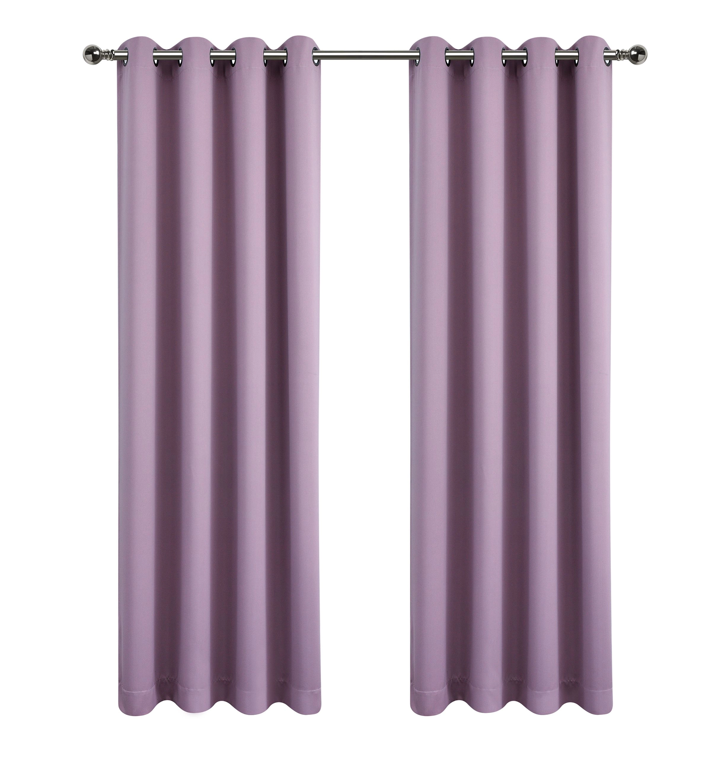 Kate Aurora 2 Piece 100% Hotel Thermal Blackout Lavender Grommet Top Curtain Panels