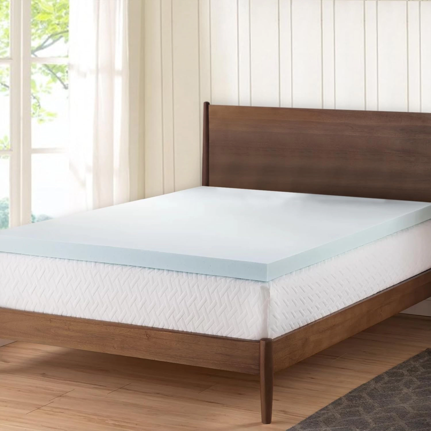 Delara 2-in Gel-Infused Memory Foam Mattress Topper High-Density Cooling Foam with Ventilated Airflow Design
