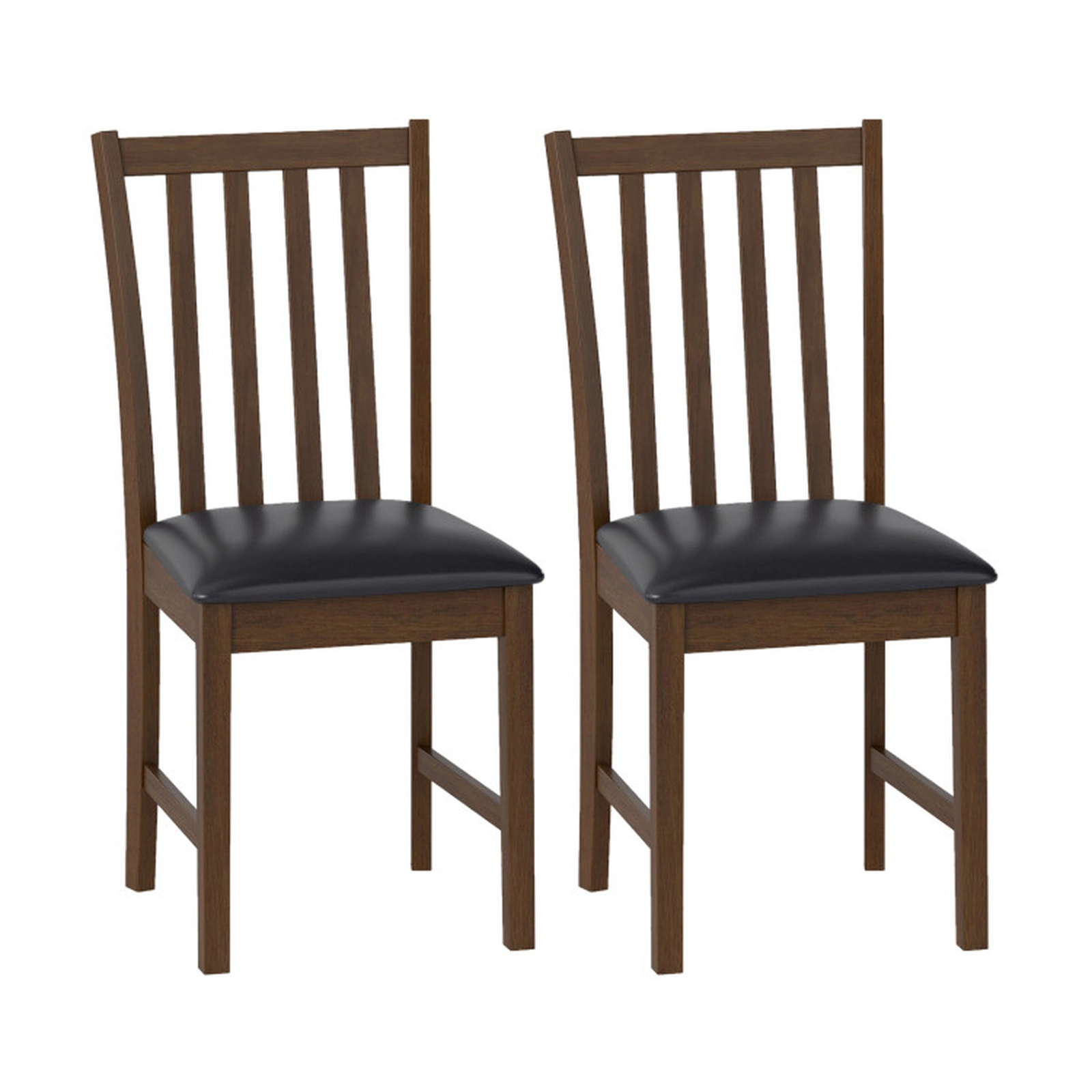 SUGIFT Rubber Wood Dining Chair Set of 2 with Padded PVC Leather Seat 330-lb Capacity Brown+Black