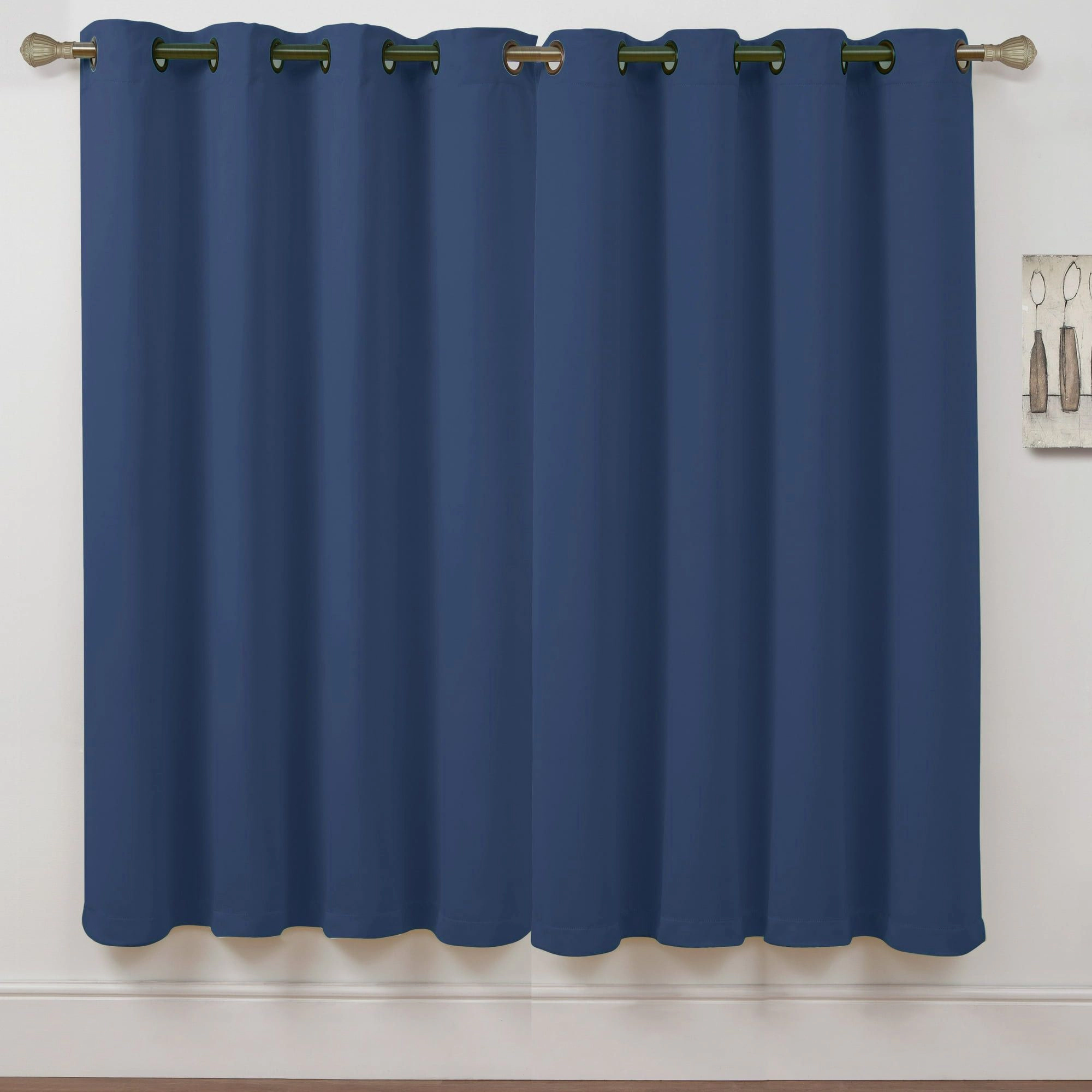 Kate Aurora Set of 2 Thermal Room Darkening Grommet Top Curtains For Small Windows - 63 in. Long