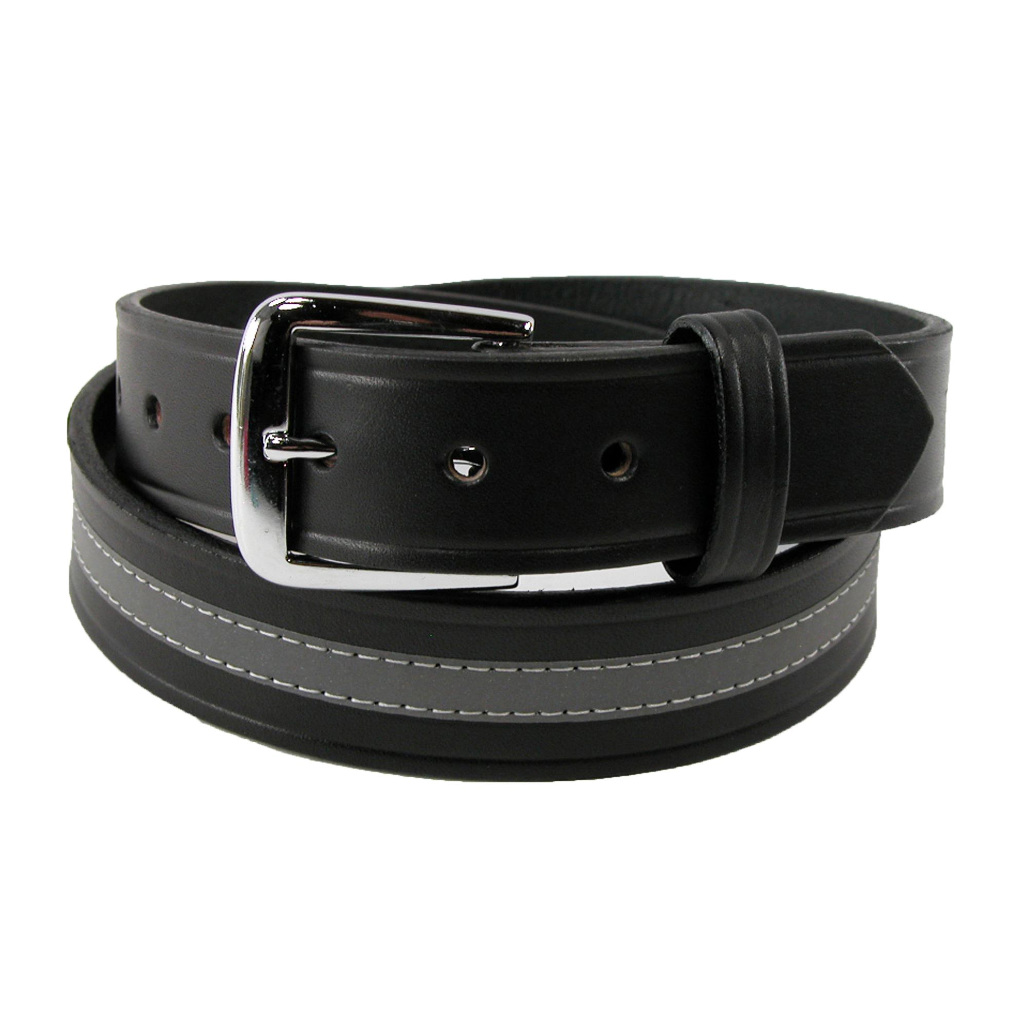 Boston Leather Men's Work Belt with Reflective Safety Stripe