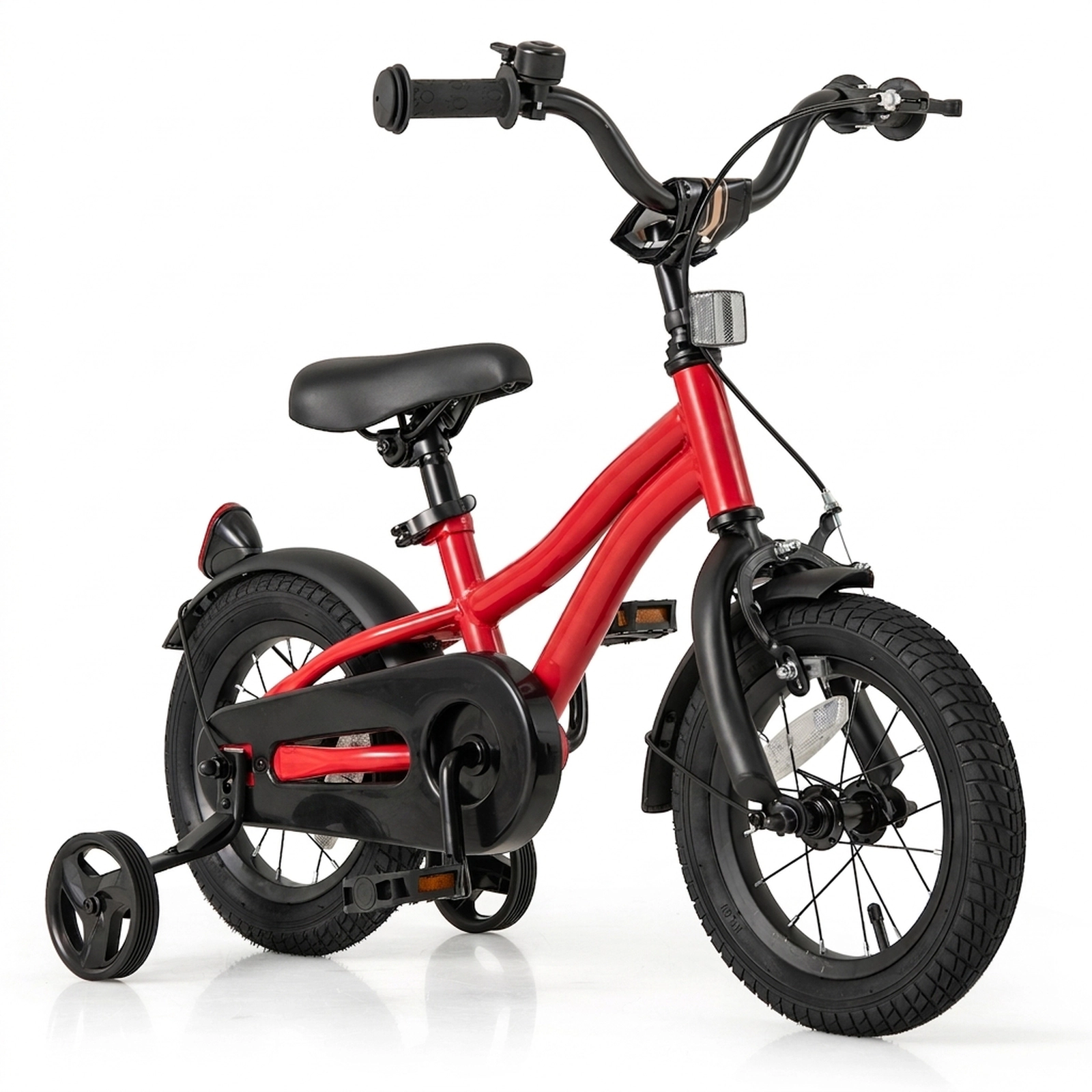 SUGIFT Red Detachable Training Wheels Reflectors Bell and Quick Release Seat Kids 12 Inch Bike