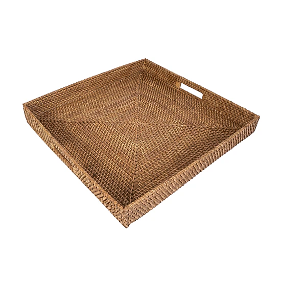 Saboga Home™ Square Ottoman Tray with Cutout Handles