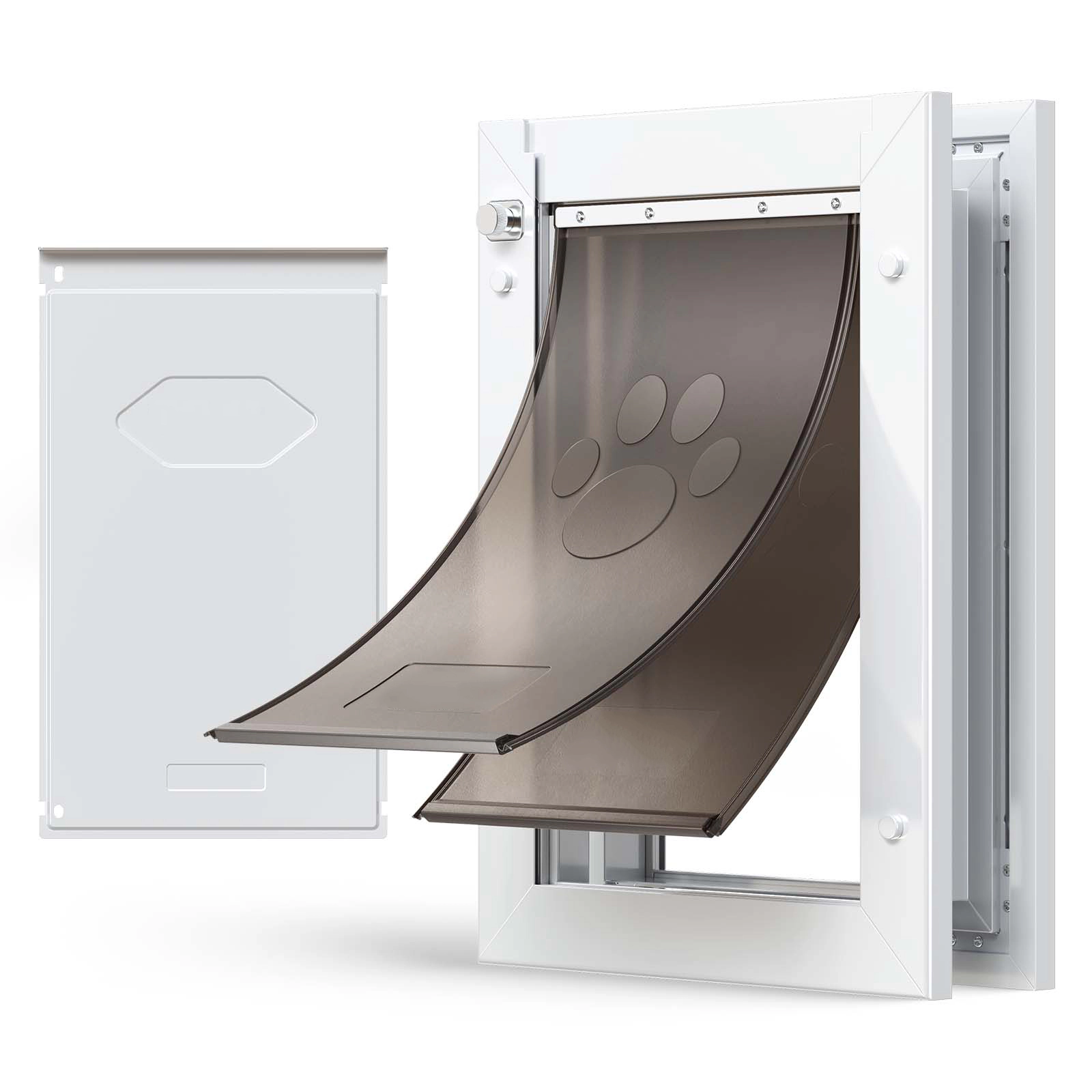 HONGGE Pet Door with Double Magnetic Flaps and Metal Frame Strong and Weatherproof Dog Door for Interior and Exterior