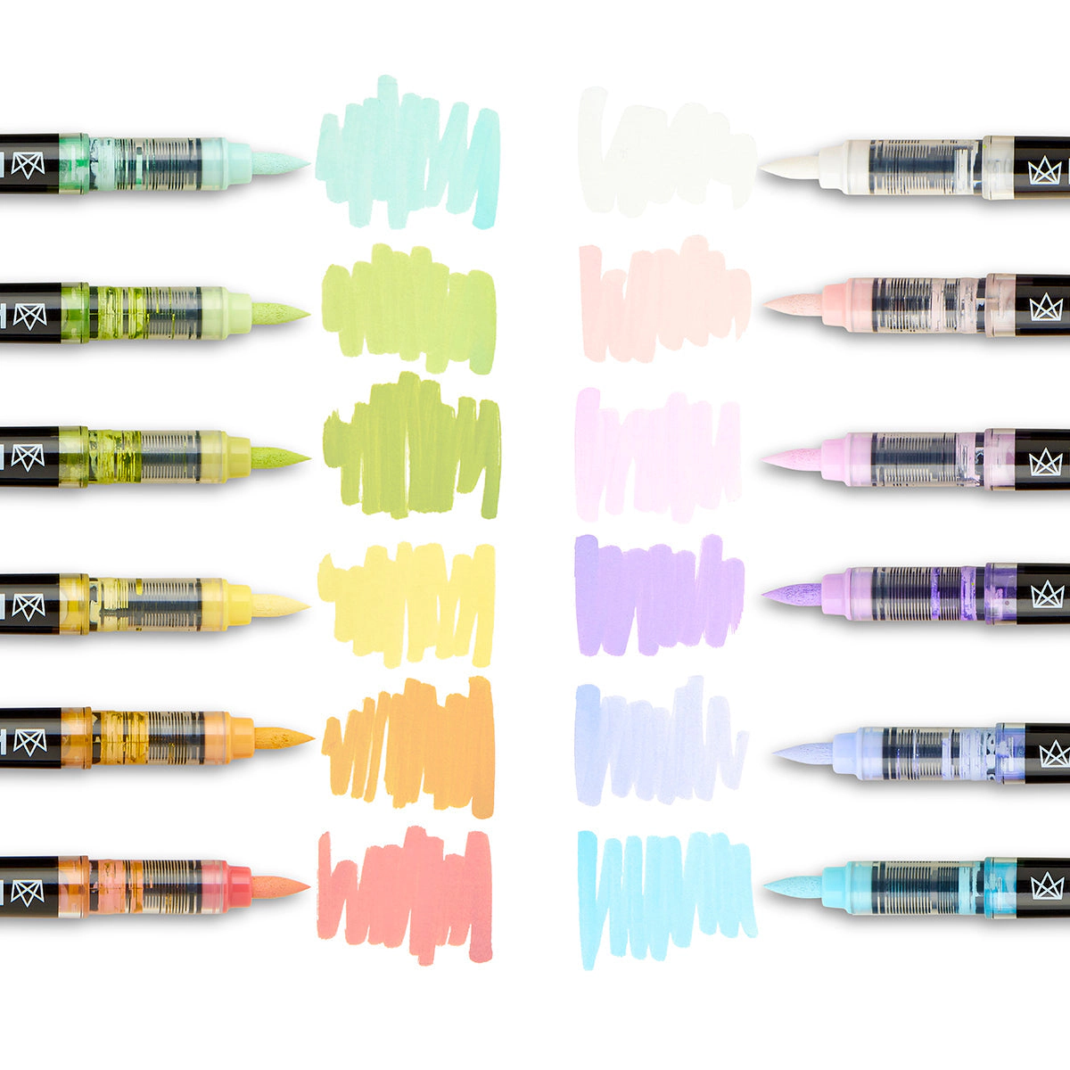 KINGART PRO Acrylic Brush Pens - 12 Pastel Colors