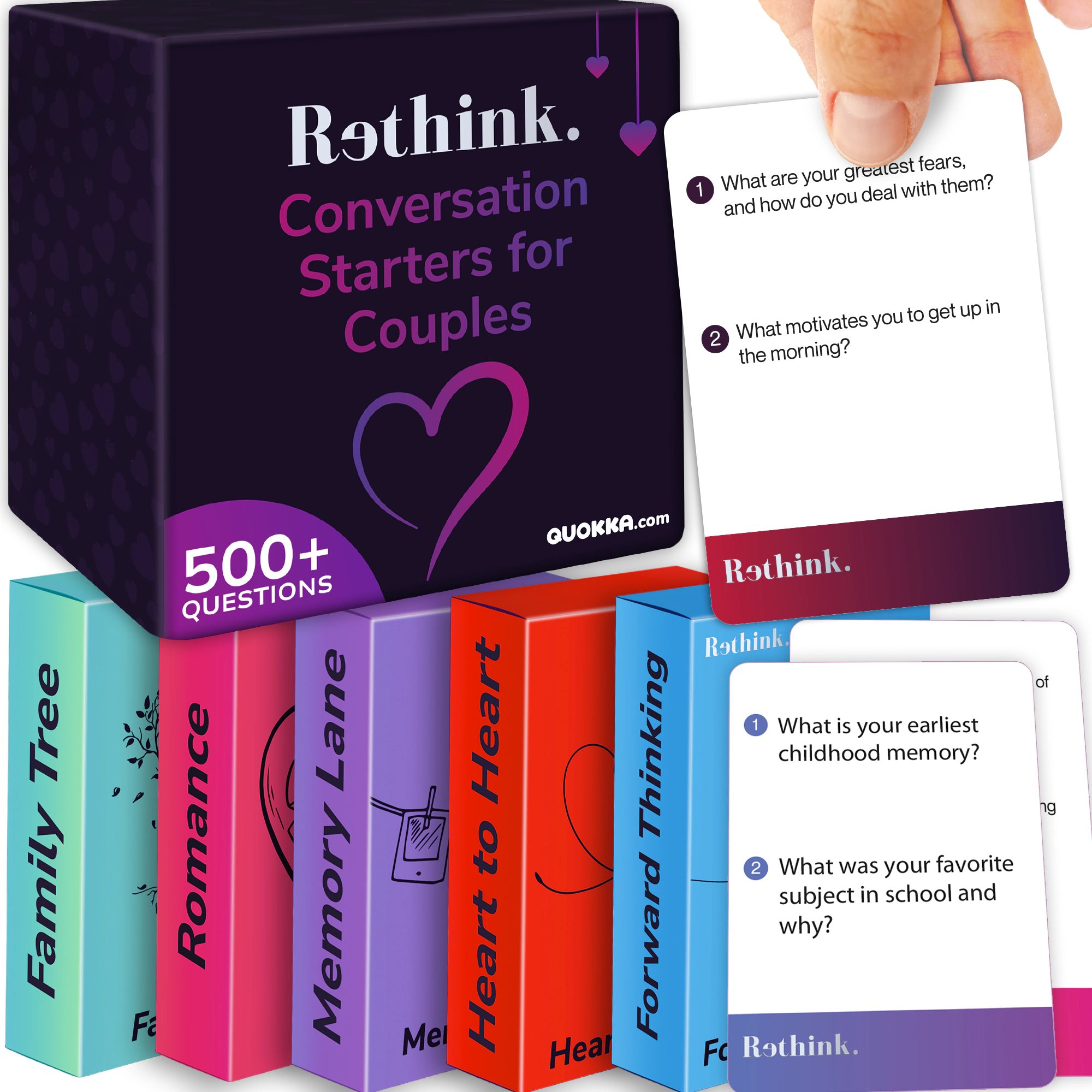 QUOKKA Couples Conversation Card Game – 500 Questions for Date Nights & Meaningful Conversations