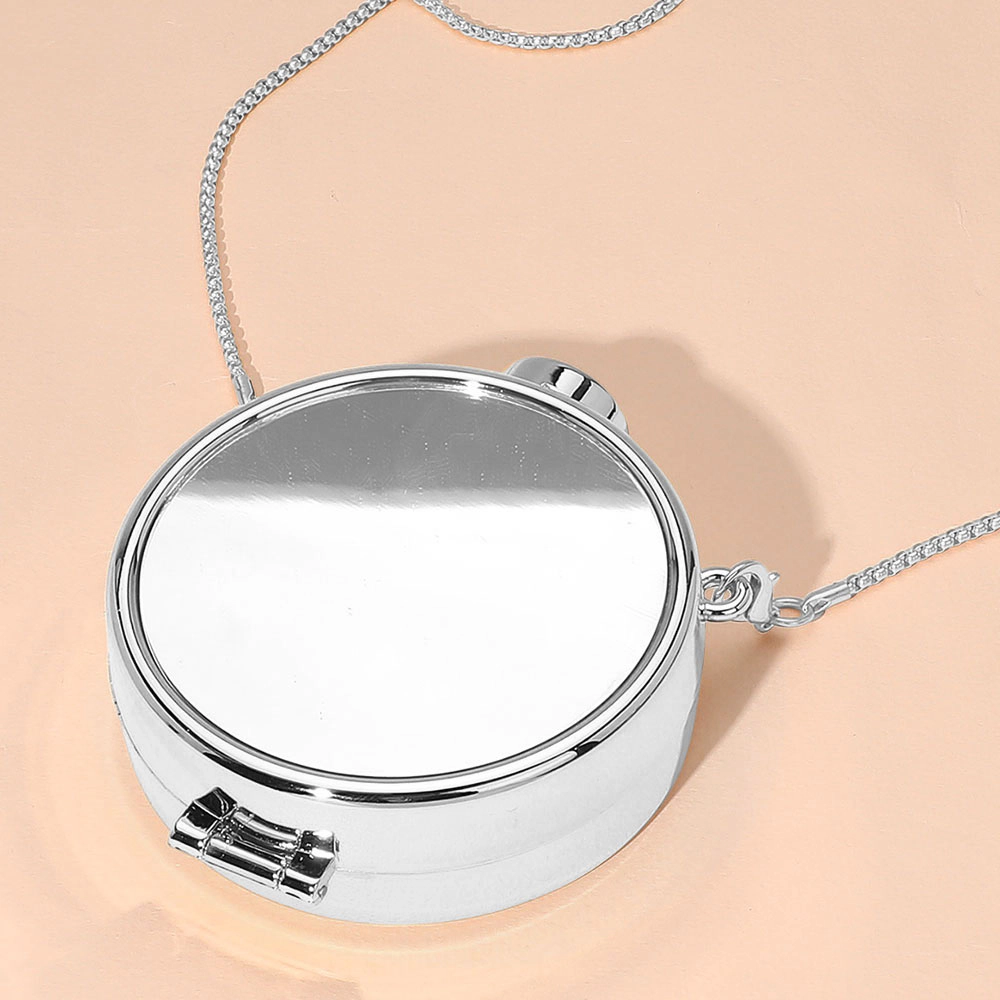 FASHNZFAB Metallic Round Compact Mirror Clutch Evening Bag Crossbody Bag