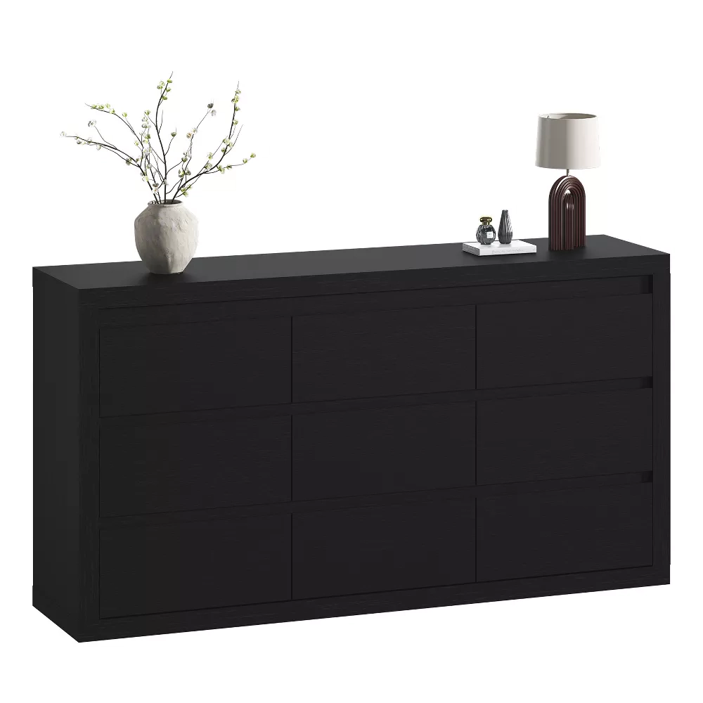 9 Drawer Modern Wooden Dresser with Handleless Design, Wide Storage Chest for Bedroom Living Room Entryway