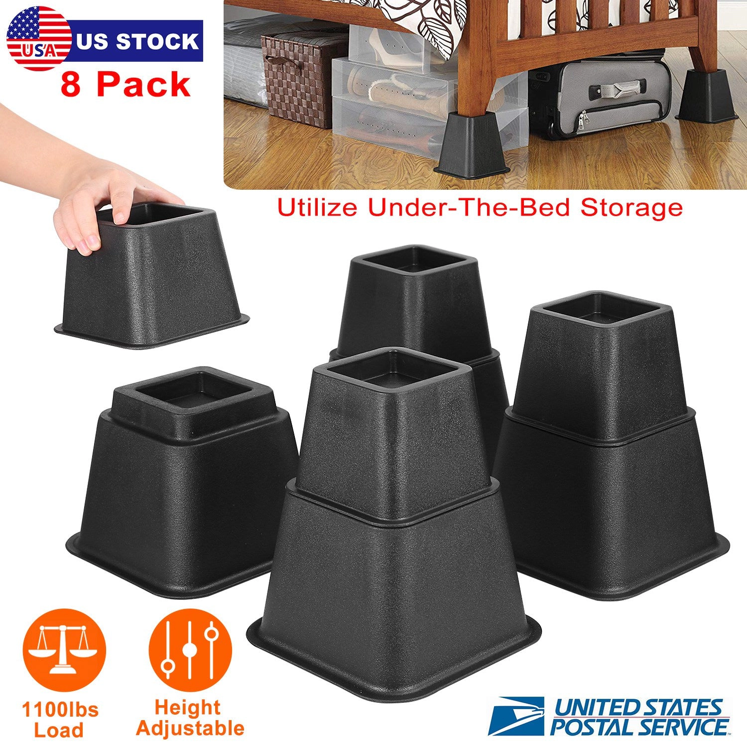 GBruno 8 Pcs Adjustable Furniture Risers