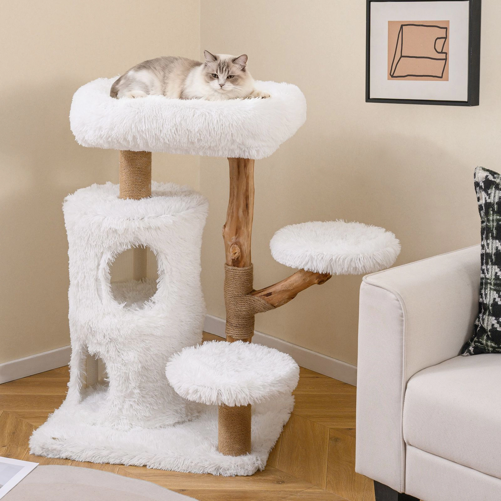 SlickBlue Modern 30.5 inch Multi-Level Cat Tree with Condo and Perch