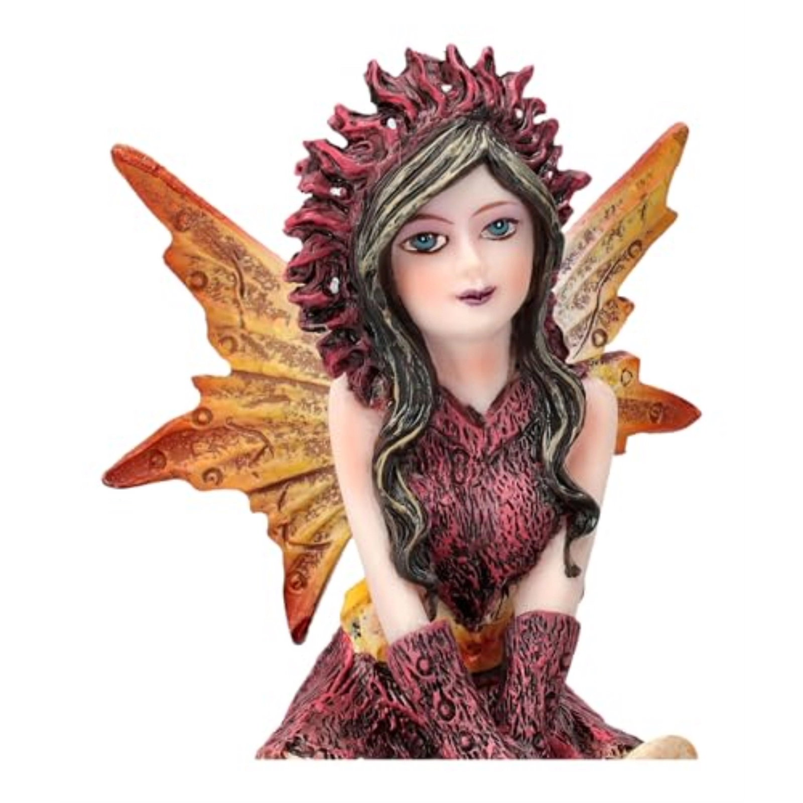 Pacific Giftware 3 inch Autumn Flame Fairy Figurine with Fiery Orb and Golden Accents Perfect for Small Fairy Gardens