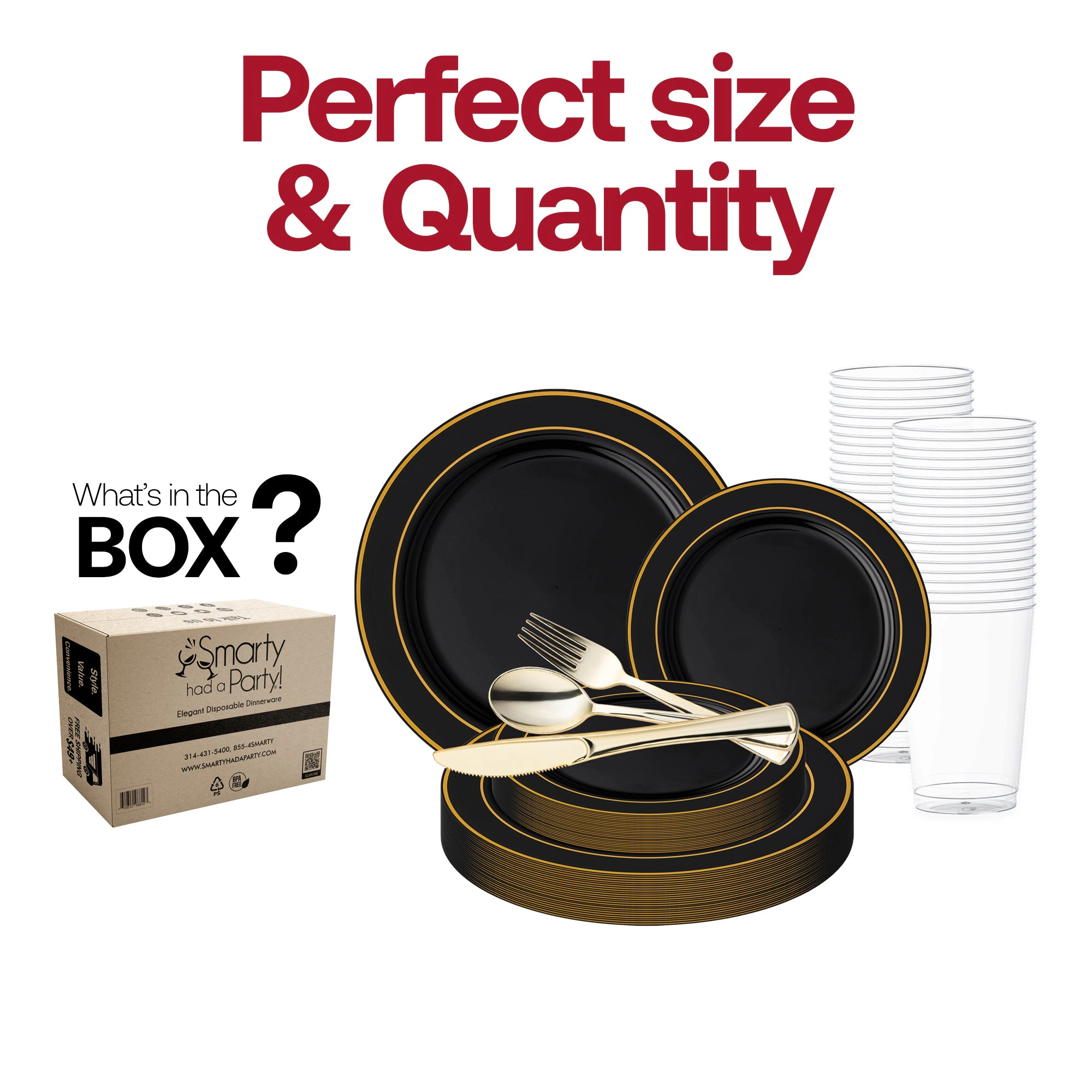 Smarty Had A Party with Gold Edge Rim Plastic Wedding Value Set