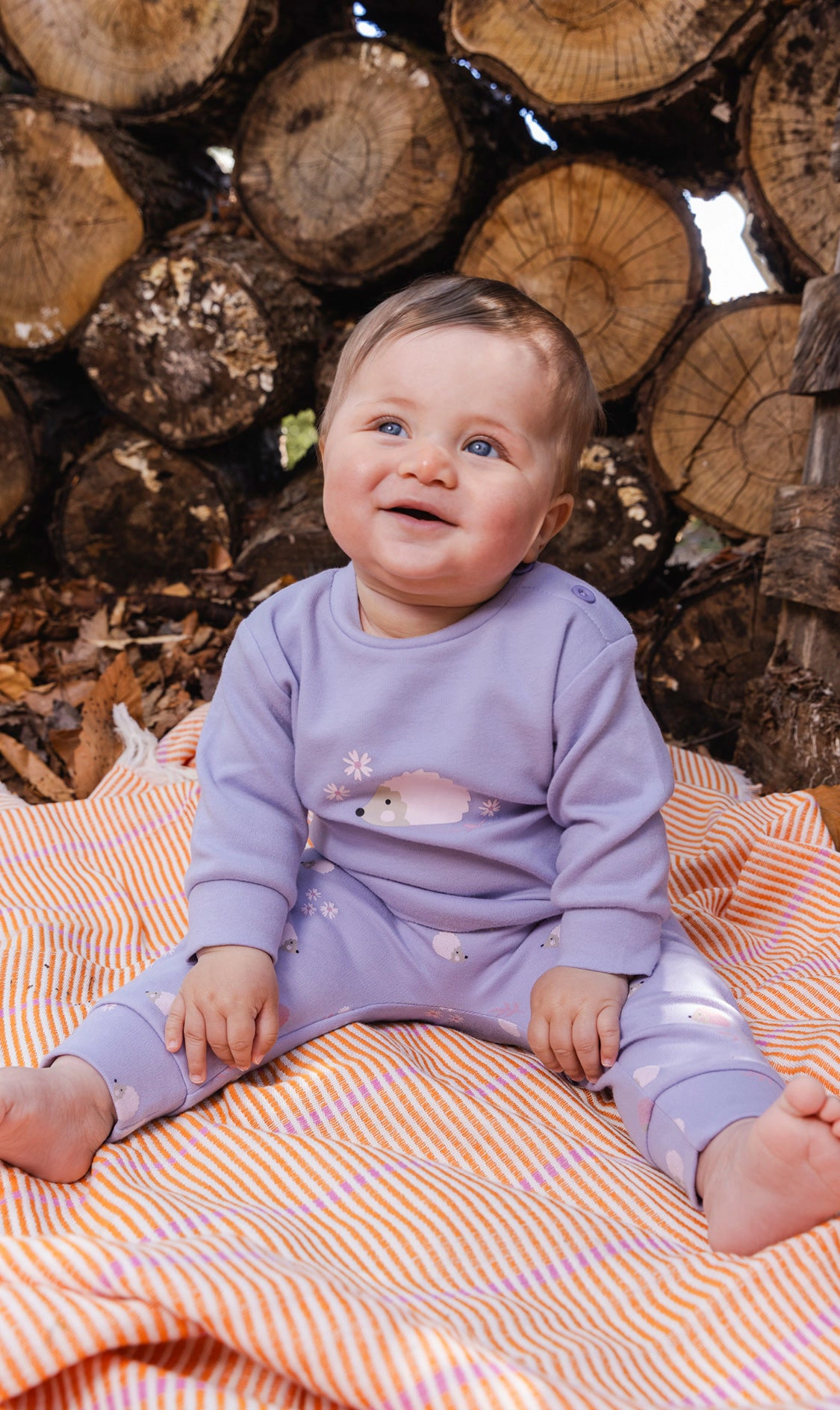 Deux par Girls Organic Cotton Hedgehog Detail Pants and Top Set with Floral Print