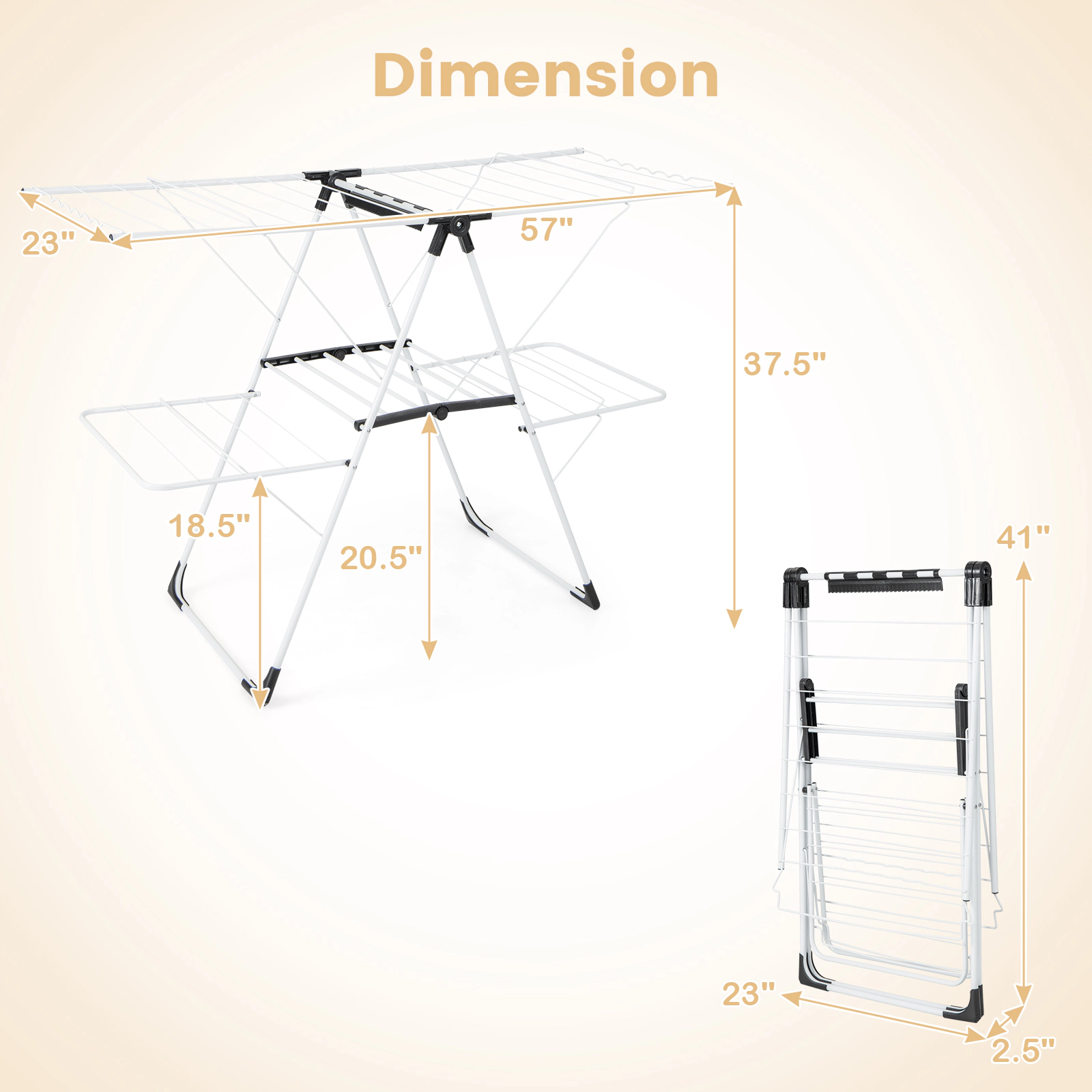 SUGIFT 2-Level Laundry Drying Rack with Height Adjustable Wings 45-lb Capacity White