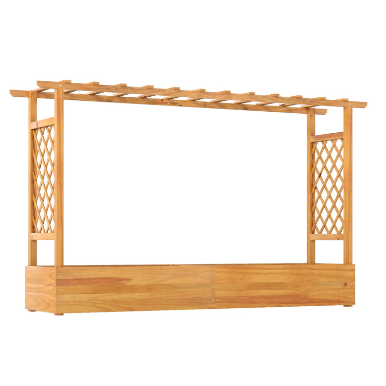 Hivvago 45 Inch Wooden Raised Garden Bed with Lattice Trellis for Outdoor