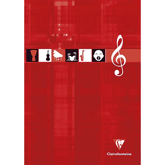 Clairefontaine Music Notepad - 12 Staves per Page - 8.25 x 11.75 in - Assorted Cover (Sold Individually)