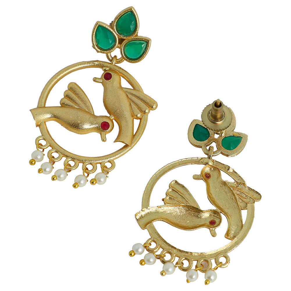 SOHI Women's The Halo-Bird Drop Earrings - Antique Gold
