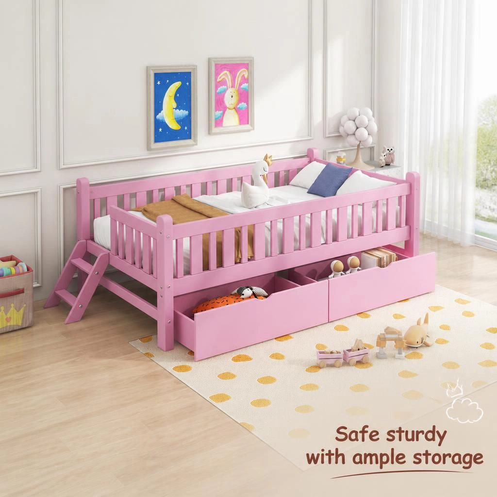 GOODSILO Solid Wood Single Platform Bed Frame