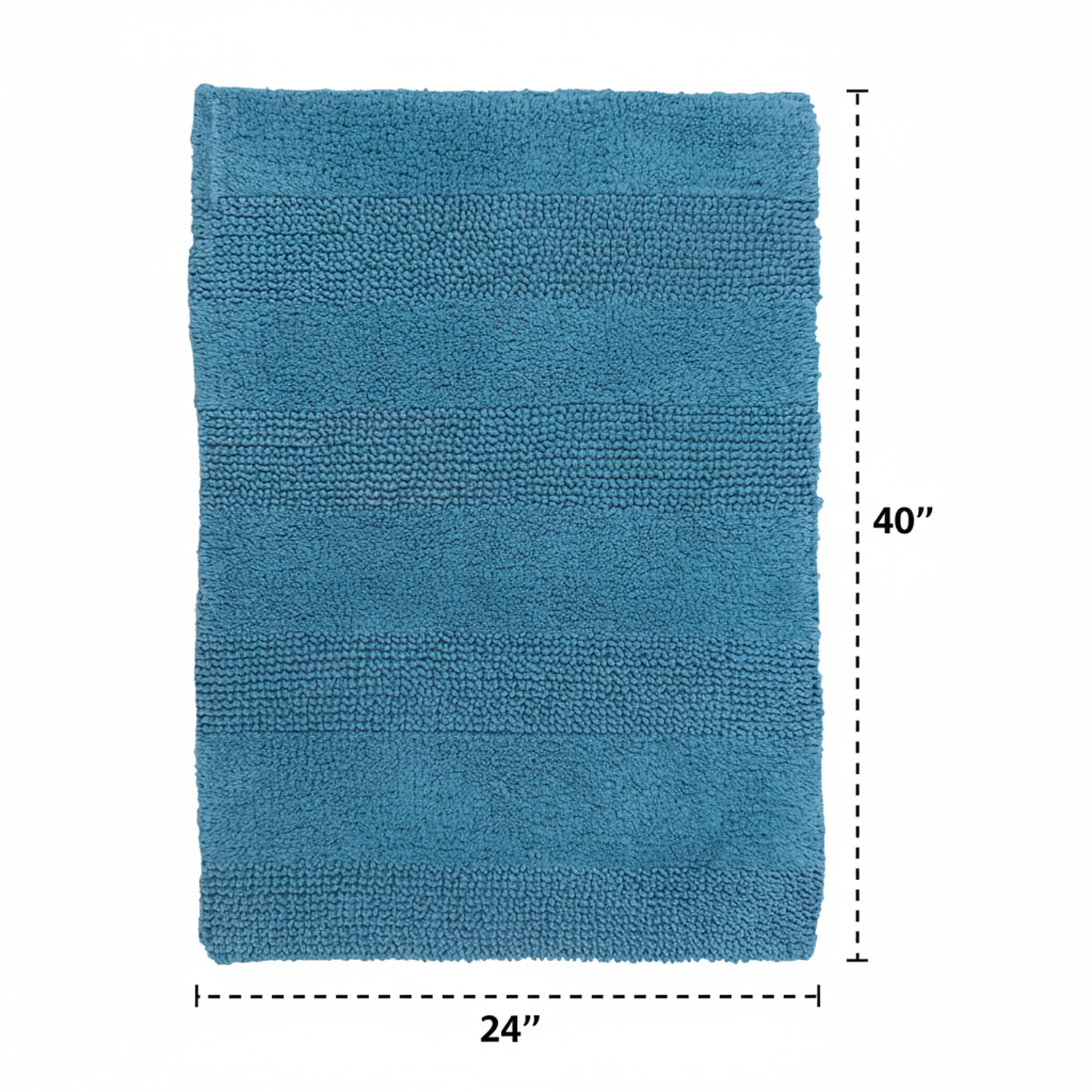 Knightsbridge Stylish And Comfortable All Season Traditional Wide Cut Design Cotton Bath Rug 24" X 40" Light Blue