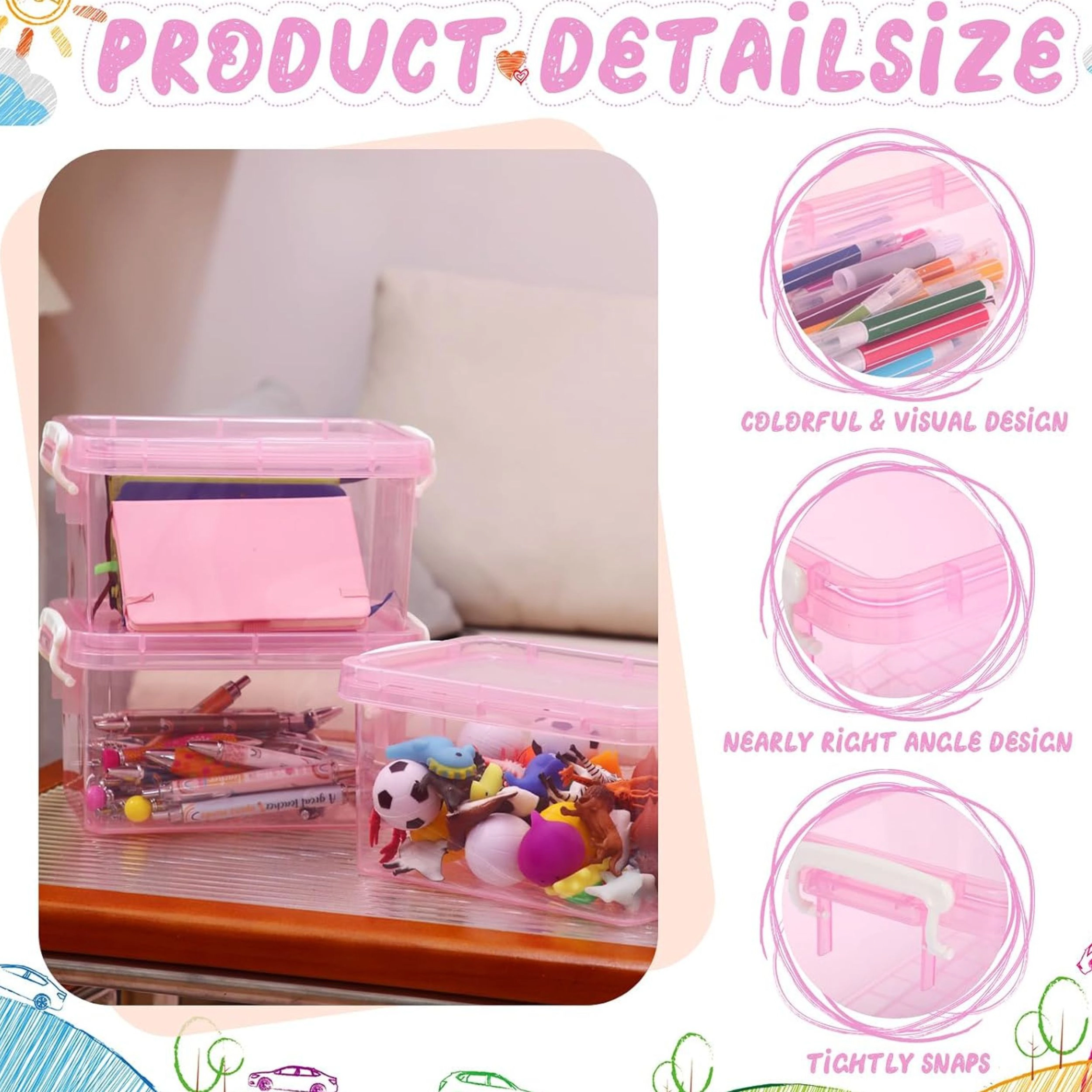Stock Preferred Pack of 6 Plastic Storage Bins with Latching Lids