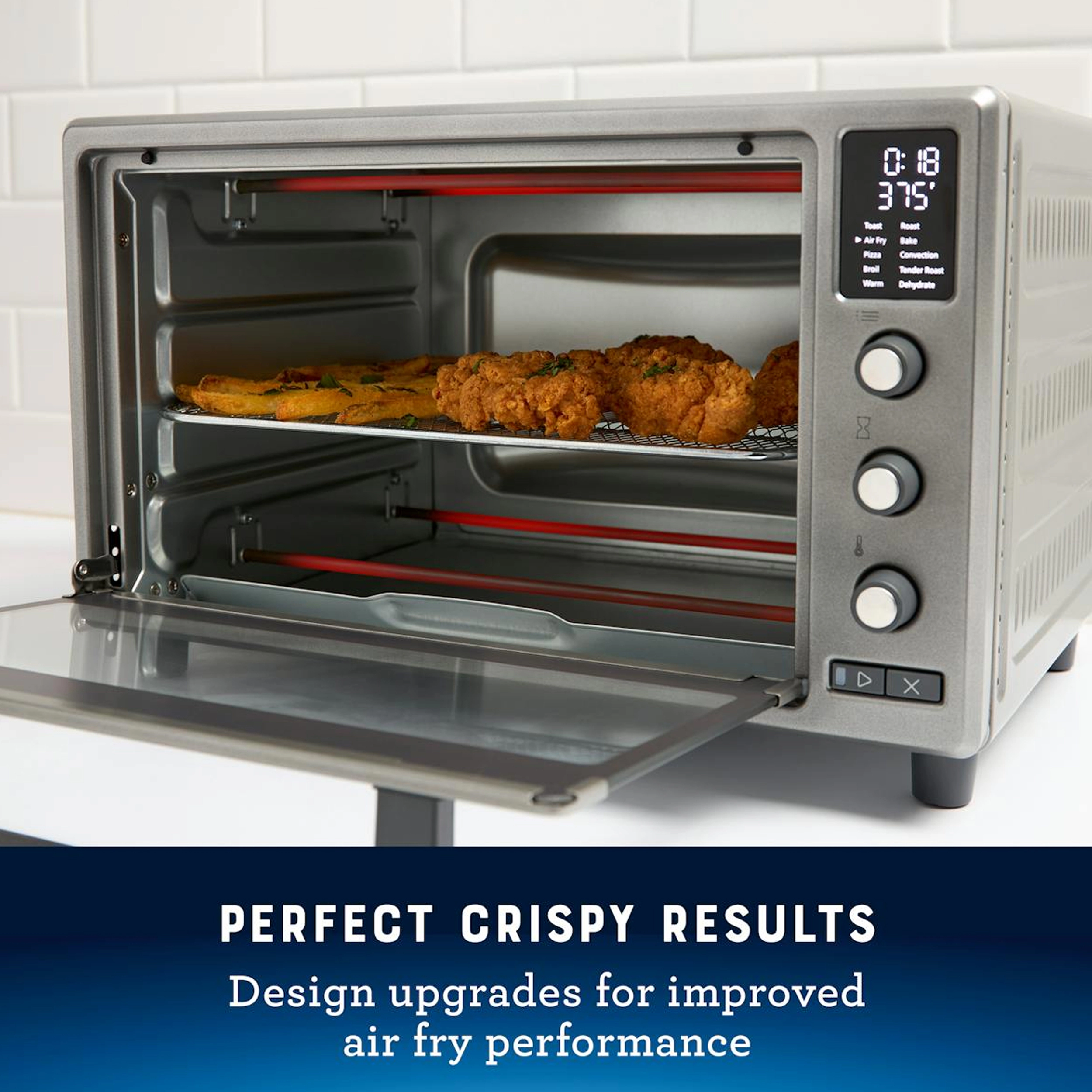 Oster 10 Function Digital Display Air Fryer Oven, Toaster Oven, Countertop Oven in Silver