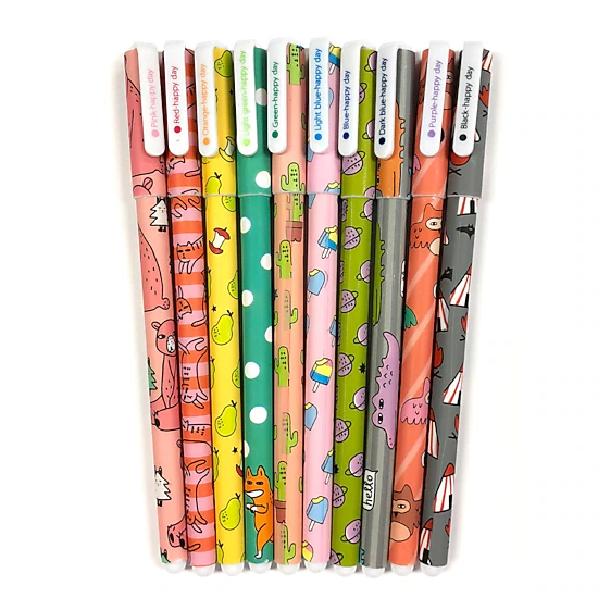 Wrapables Cute Novelty Gel Ink Pens, 0.5mm Fine Point, Cartoon Animal Multicolor Ink, Set of 10