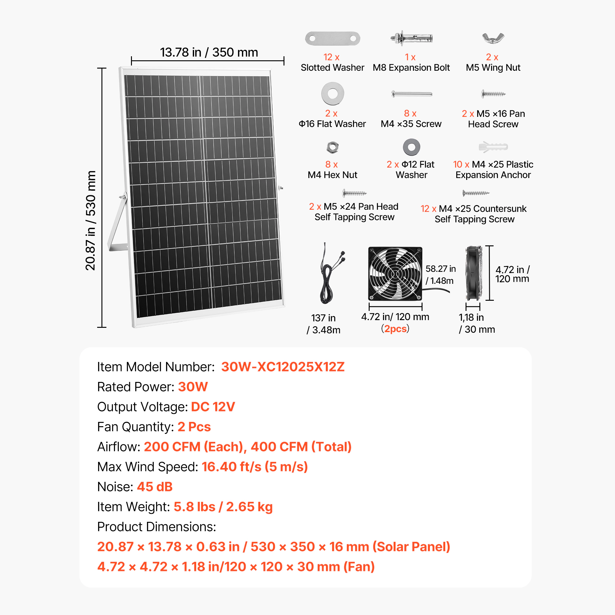 HONGGE Solar Powered Fan Panel with Adjustable Angle -Speed Fast Air Exchange for Greenhouse Grow