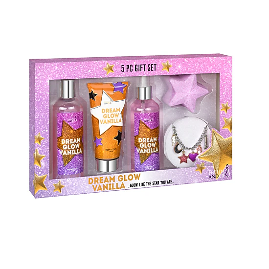 Freida and Joe Girls Dream Glow Vanilla Teen Spa Gift Set with  Charm Bracelet
